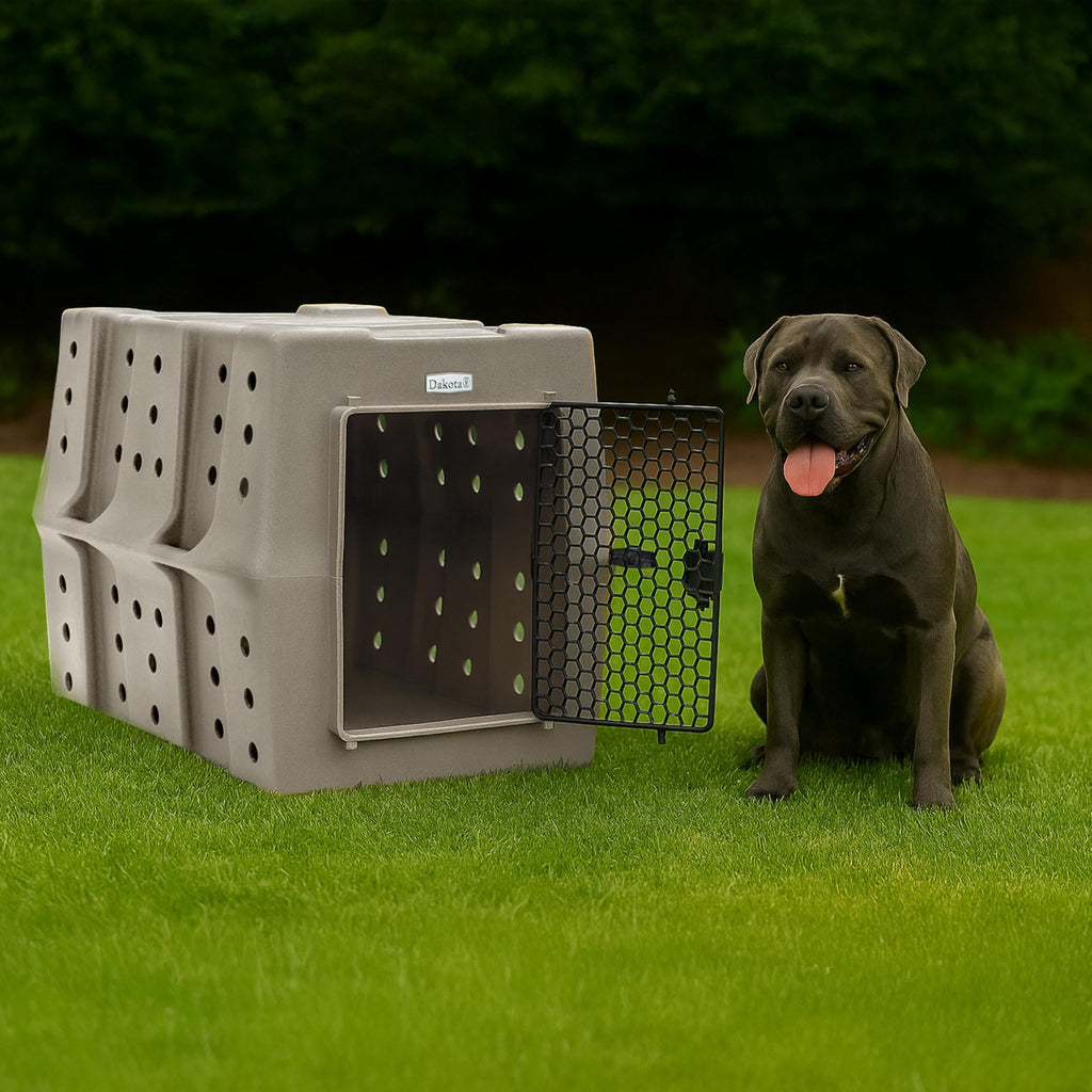 Dakota 283 Canine Rough and Tough Economy Dog Crate w/ Removable Two-Way Door - Heavy Duty Outdoor Kennel for Medium Breed Dogs (Coyote Granite, Intermediate)