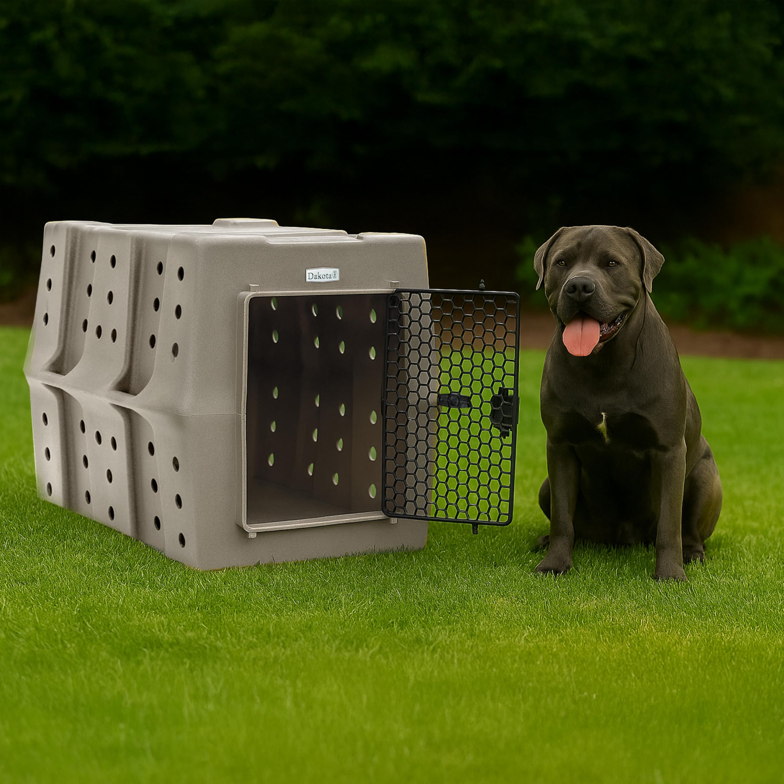 Dakota 283 Canine Rough and Tough Economy Dog Crate w/ Removable Two-Way Door - Heavy Duty Outdoor Kennel for Medium Breed Dogs (Coyote Granite, Intermediate)