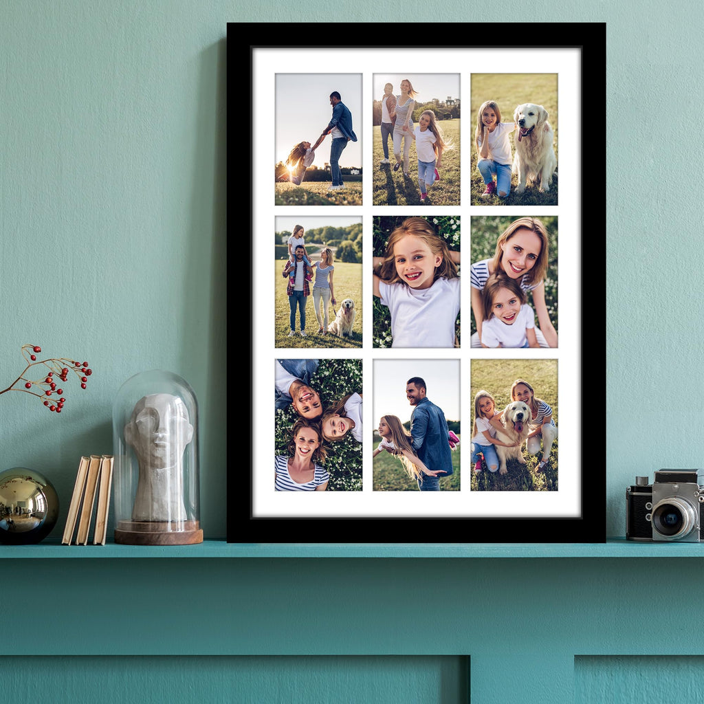 Americanflat 4x6 Double Picture Frame with Shatter-Resistant Glass - Fits Two 4x6 Photos or use as One 6x14 Frame - Signature Collection - Collage Frames for Tabletop and Wall Display - Black