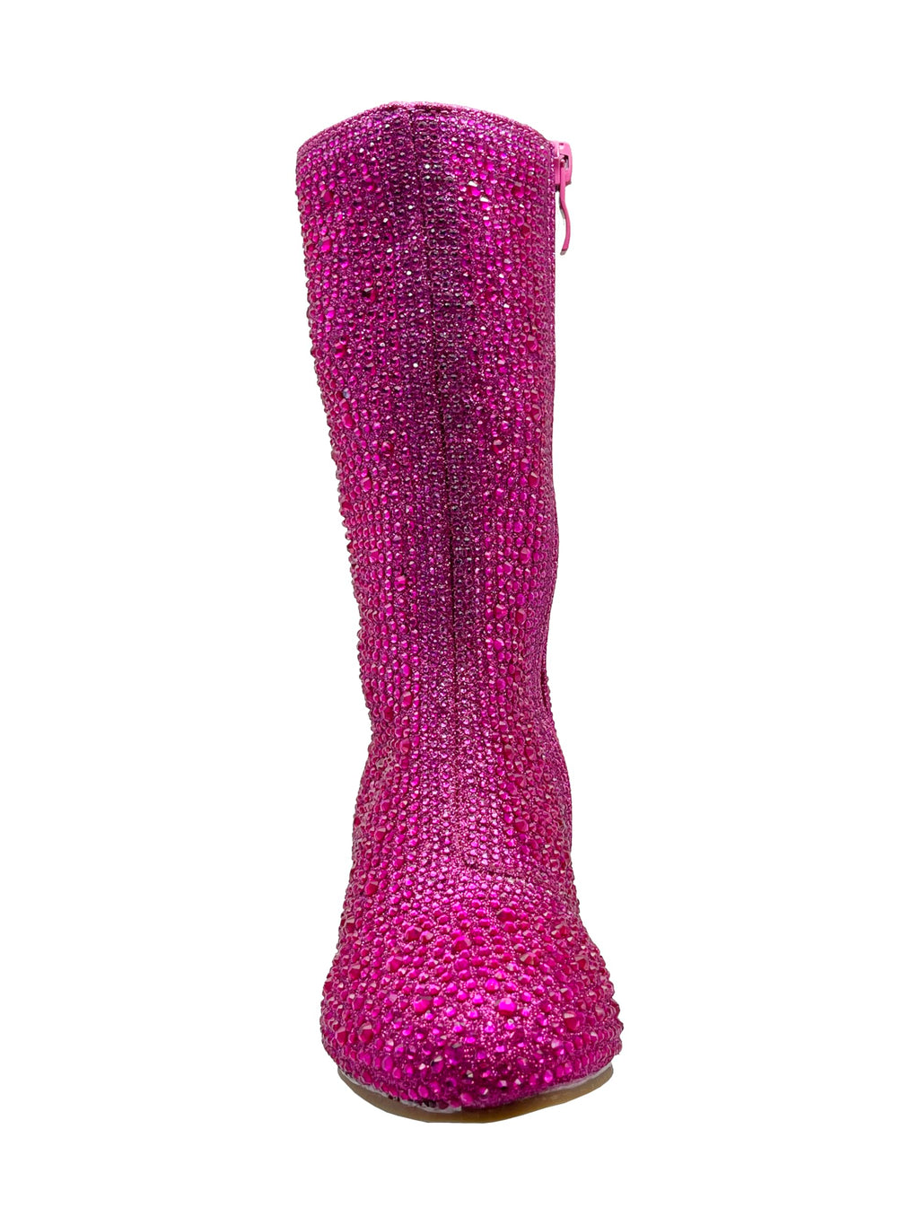ABSOLEX Girl's Rhinestone Round Toe Knee High Chunky Low Heel Boot