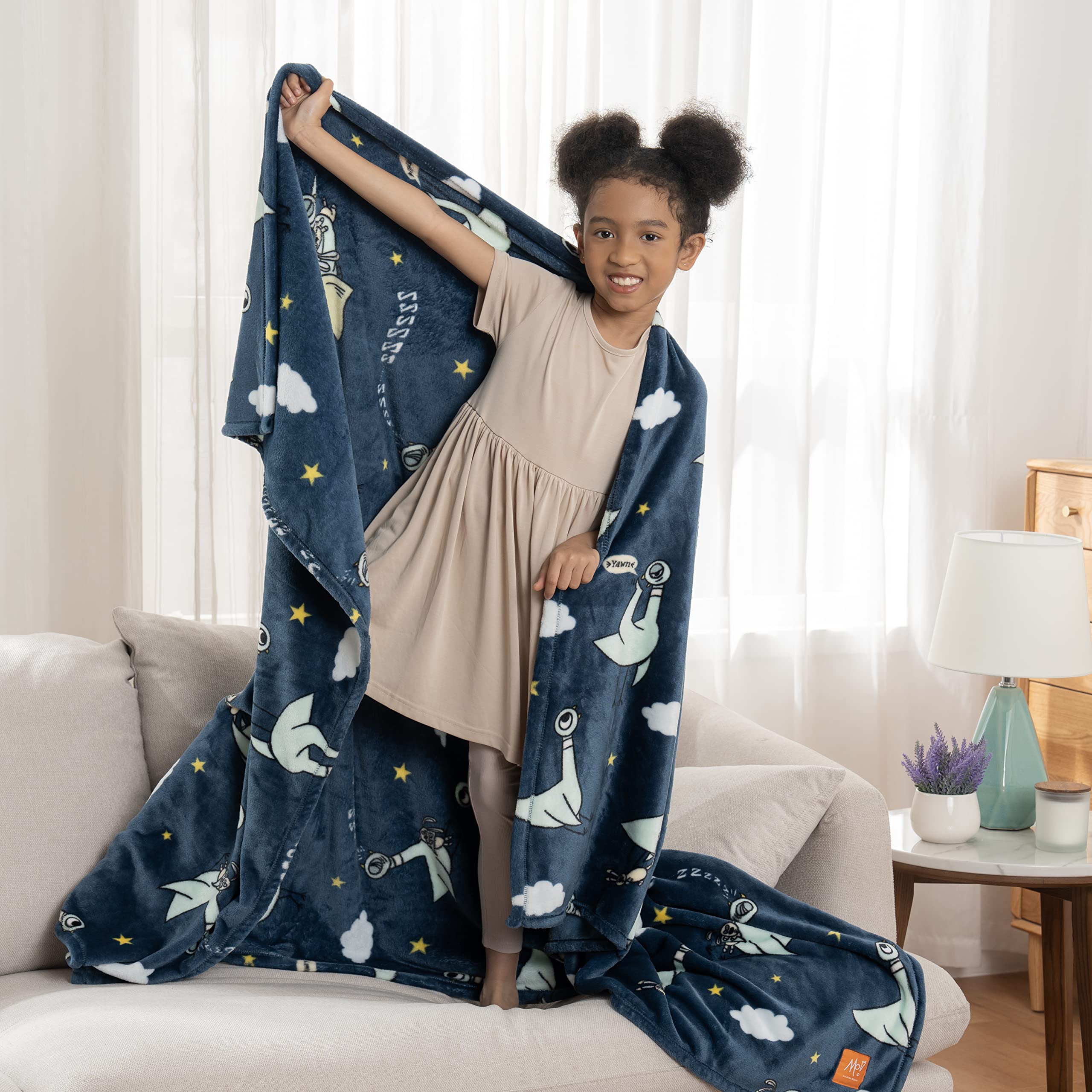 Berkshire Blanket VelvetLoft® Luxury Soft Polyester Throw Blanket, Don’t Let The Pigeon Drive The Bus, 50 x 70in(Official Mo Willems® Product)