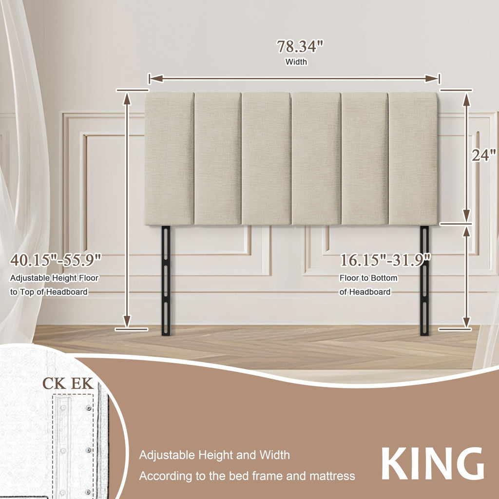 HAOBO Home Upholstered Headboards Foldable Queen/Full Linen Panels with Height Adjustments