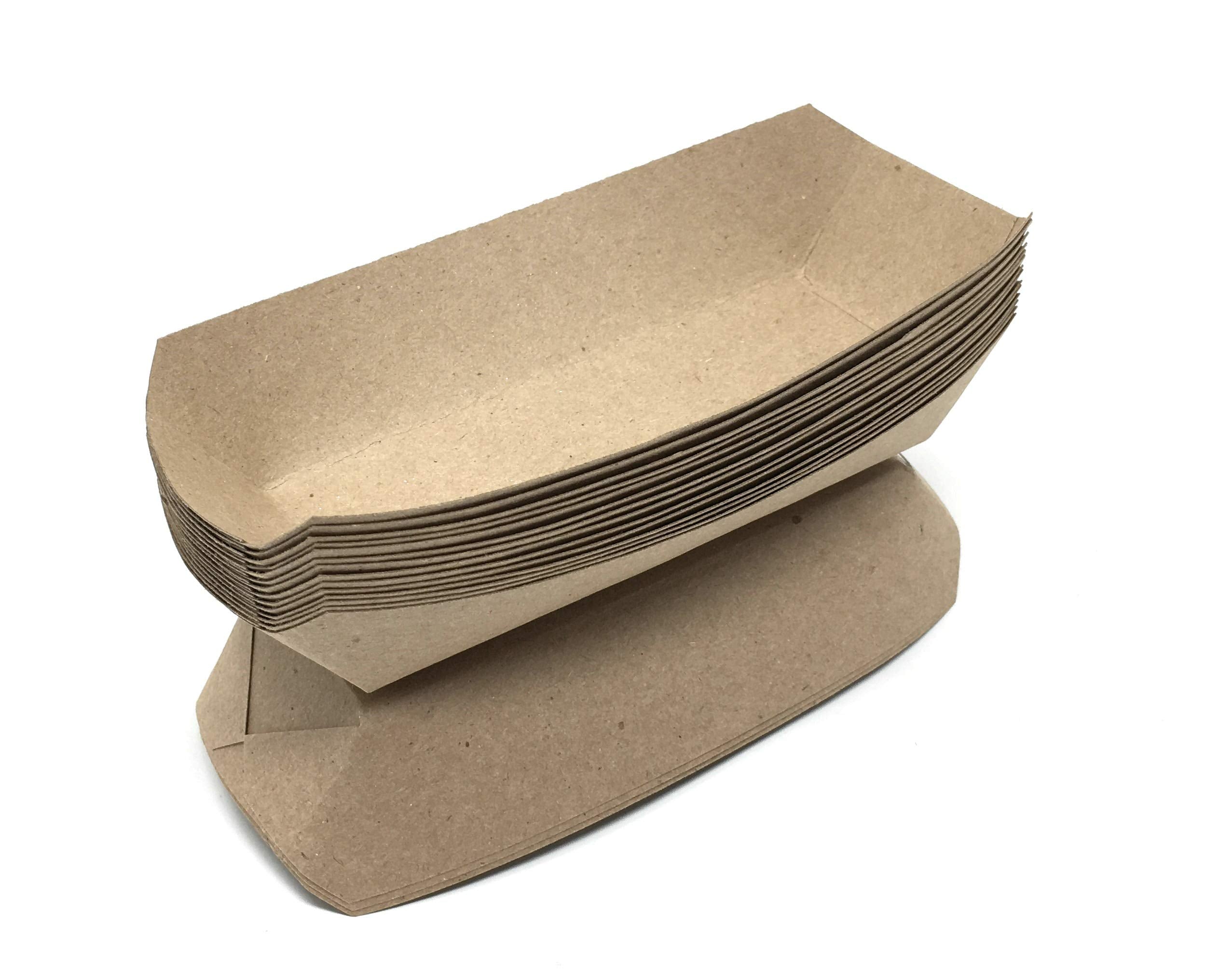 Mr Miracle 7 Inch Paper Hot Dog Tray in Kraft Paper. Pack of 25. Disposable, Recyclable and Fully Biodegradable. Made in USA