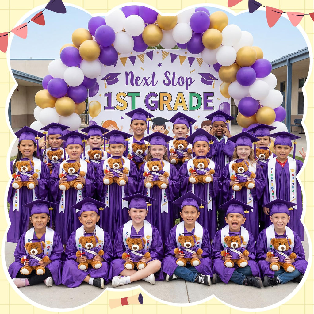 Sintuff 7 Pcs Kindergarten Preschool Graduation Cap and Gown with Bear Gifts 2026 Grad Stole Tassel Sash for Toddler Kids
