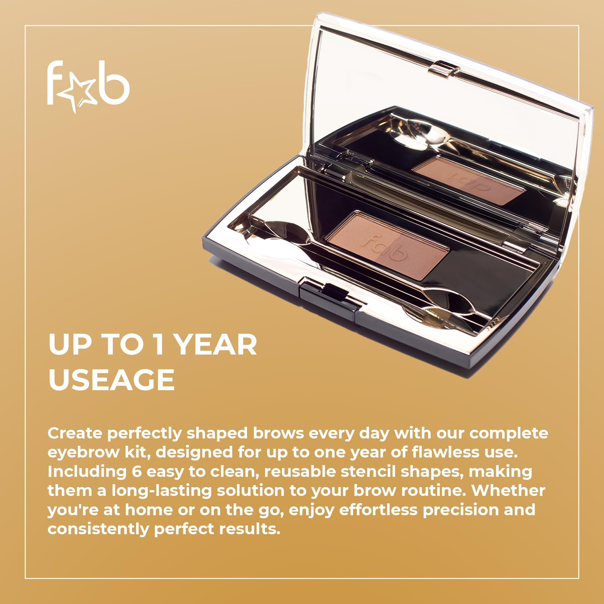 Fab Brows Duo Eyebrow Kit, Ultimate Brow Stencil Kit with Compact Powder Mirror and Eyebrow Shaper, Waterproof Eyebrow Makeup Kit Contour Palette, Eyebrow Cosmetics, (Dark Brown/Chocolate Brown)