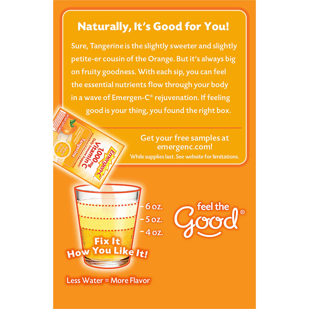 Emergen-C 1000mg Vitamin C Powder, with Antioxidants, B Vitamins and Electrolytes, Vitamin C Supplements for Immune Support, Caffeine Free Drink Mix, Tangerine Flavor - 60 Count/2 Month Supply