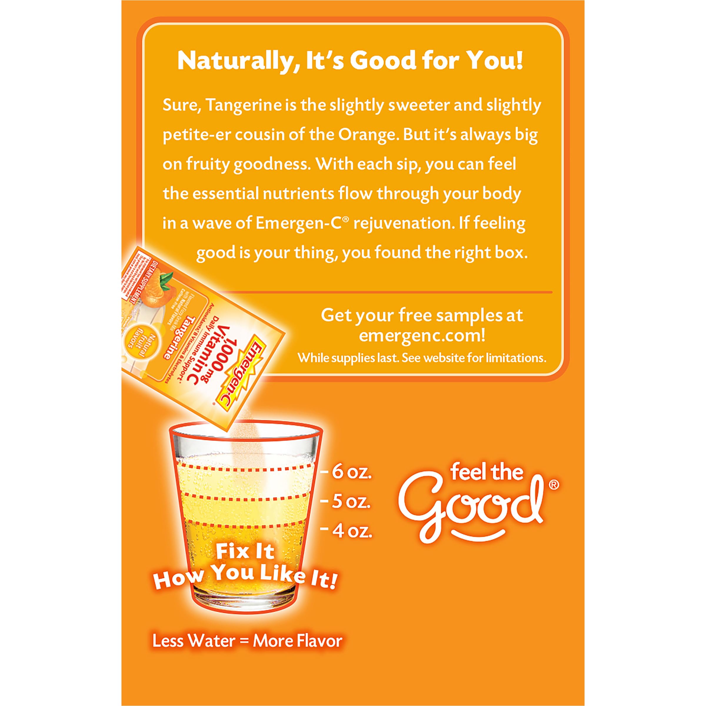 Emergen-C 1000mg Vitamin C Powder, with Antioxidants, B Vitamins and Electrolytes, Vitamin C Supplements for Immune Support, Caffeine Free Drink Mix, Tangerine Flavor - 60 Count/2 Month Supply