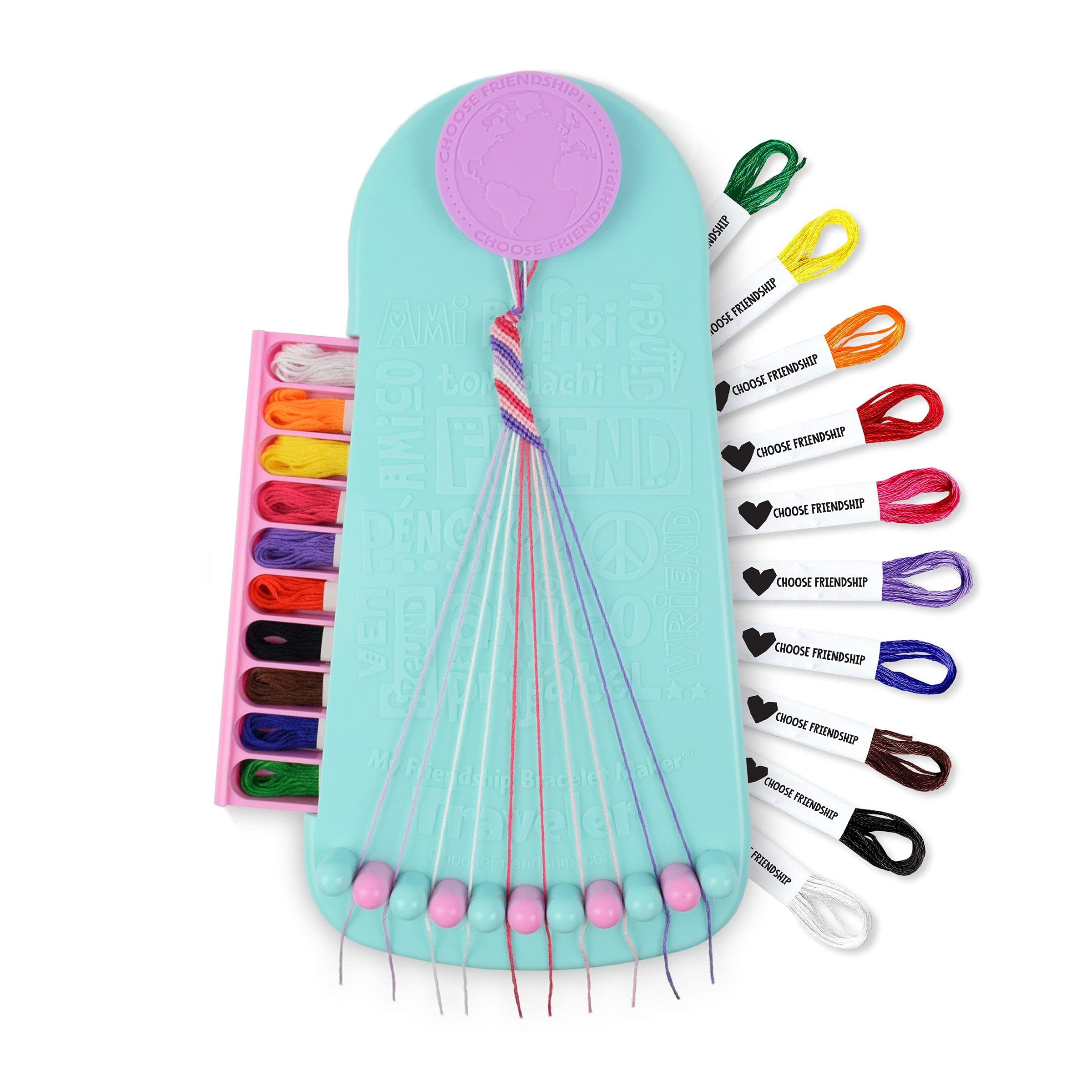 Choose Friendship Bracelet Making Kit – 20 Pre-Cut Threads, Portable Loom with Storage, Makes 8 Bracelets, Craft Gift for Kids Ages 8+, Dark Blue “Blueberry”