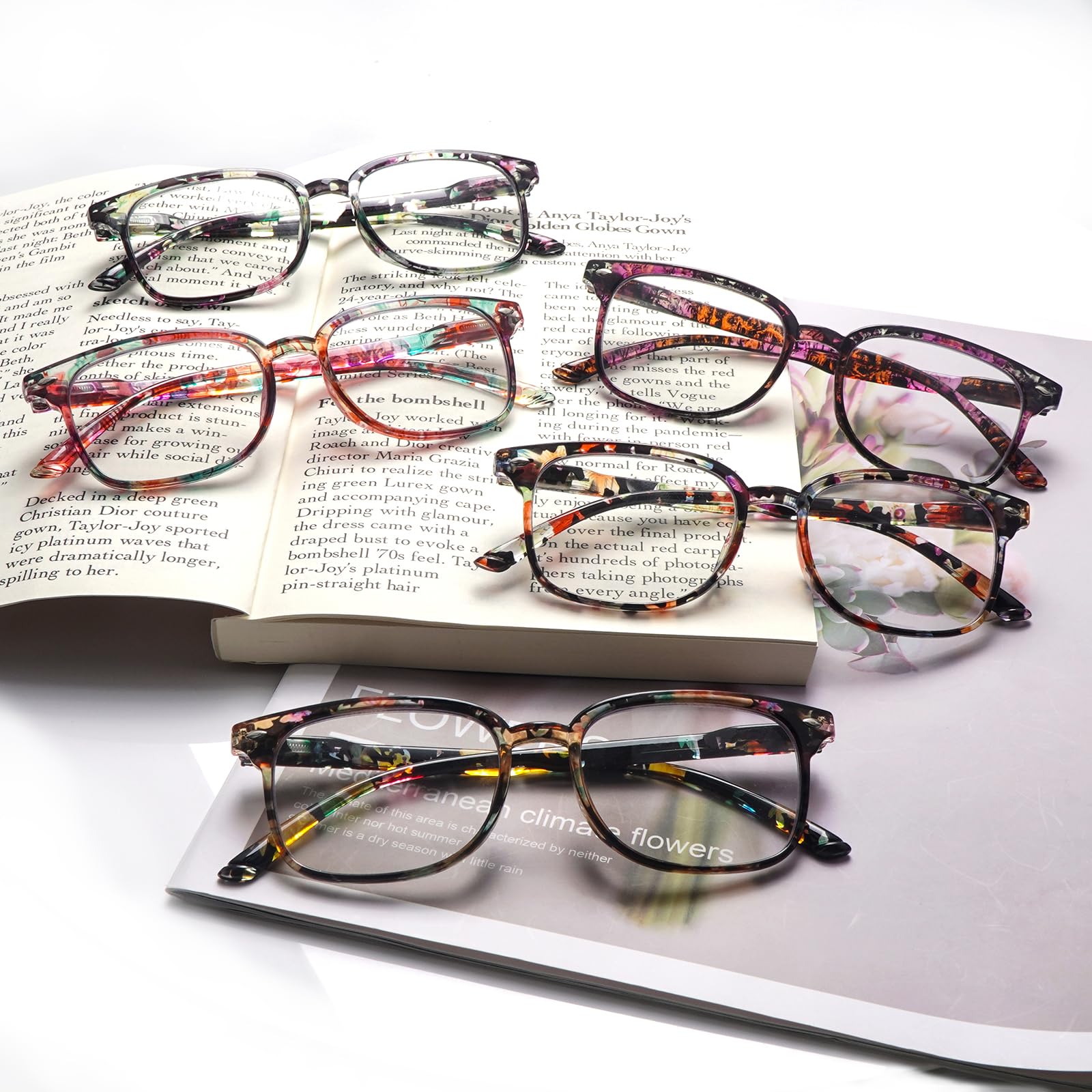5 Pack Reading Glasses Blue Light Blocking for Women,Computer Readers with Spring Hinge