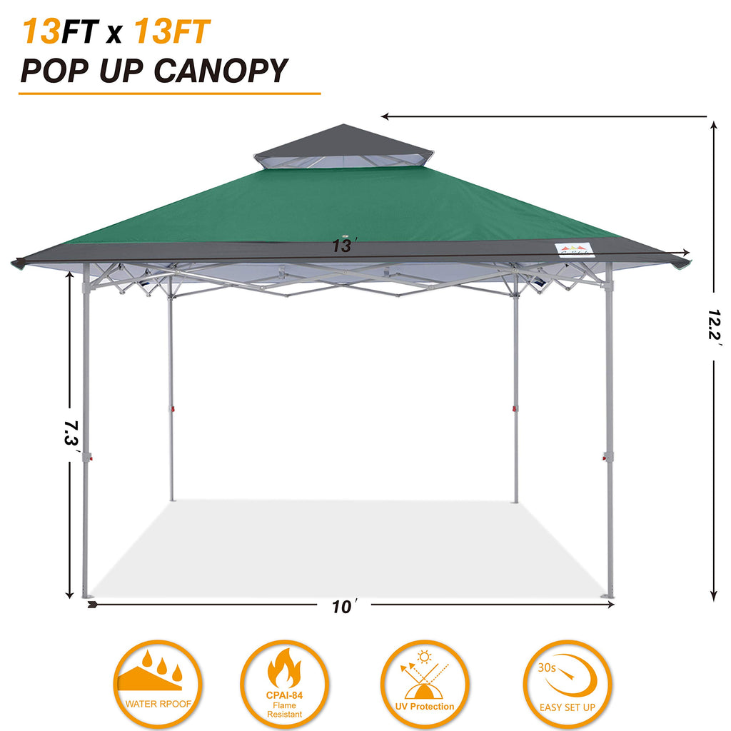 COOSHADE 13x13Ft Pop Up Canopy Tent Instant Folding Shelter 169 Square Feet Large Outdoor Sun Protection Shade(Grey)