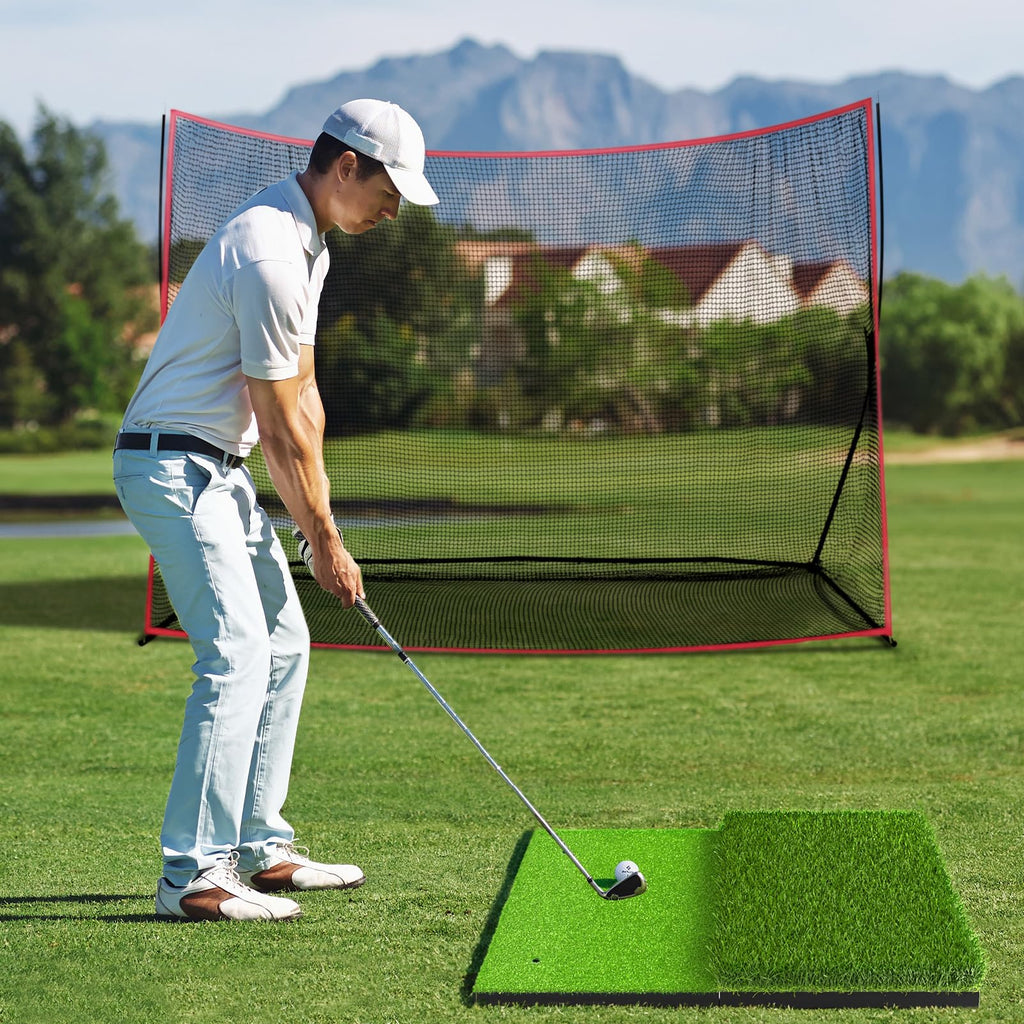 SAPLIZE Foldable Heavy-Duty Golf Hitting Mat with 10mm EVA Backing for Indoor/Outdoor Swing & Chipping, Golf Accessories & Gift for Men & Women