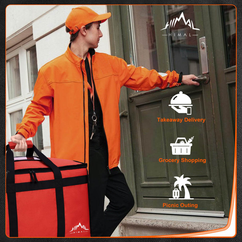 Himal Outdoors Insulated Food Delivery Bag XXXL-23Wx15Hx14D inches Premium Insulated Grocery Bag for HOT/COLD Food Delivery, Fit for Uber Eats, Doordash, Commercial Catering Transportation