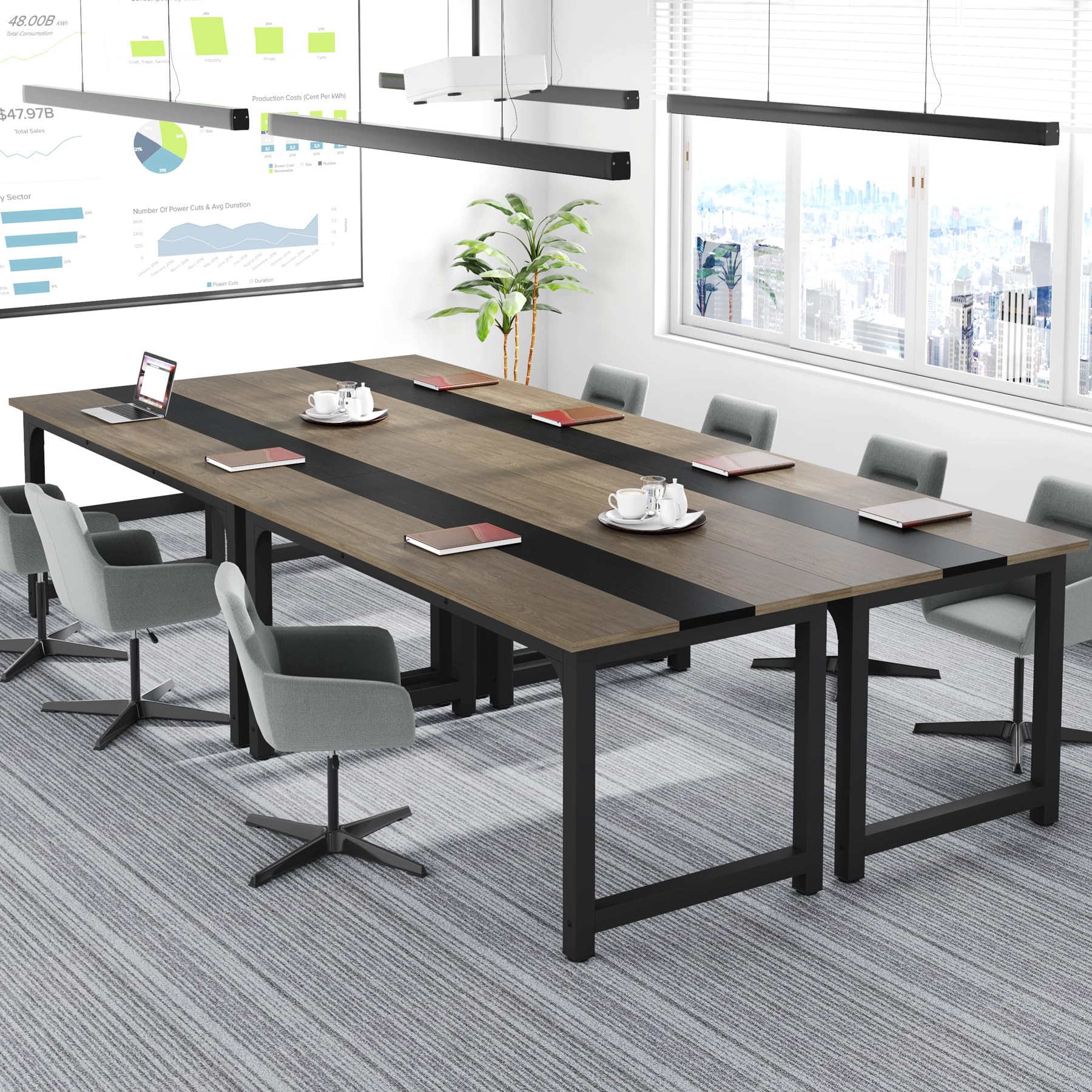 Tribesigns 63” Executive Desk, Large Office Computer Desk with Thicken Frame, Modern Simple Workstation Business Furniture for Home Office, Rustic Brown/Black
