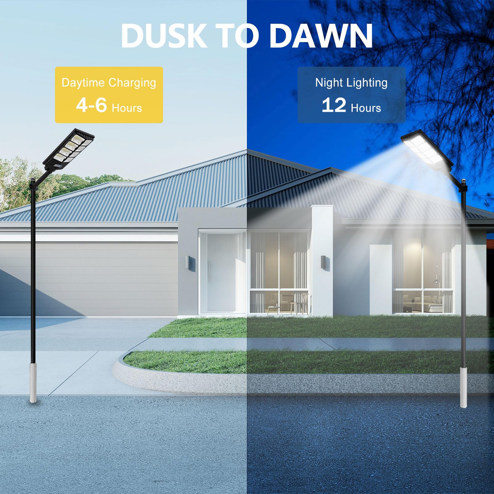 Solar Outdoor Lights,448LEDs Street Lights with 20000LM Hight Brightness, IP66 Waterproof Security Flood Light, Dusk to Dawn Solar Street Lights,for Exterior Wall, Patio, Yard, Deck, Garden