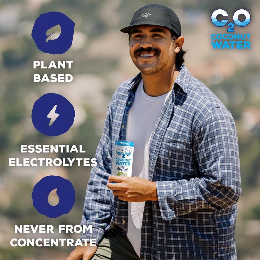 C2O - Coconut Water with Ginger, Lime, & Turmeric (12 Pack) - Made with Fresh Coconut Water - Plant Based - Non GMO - Canned Water - Natural Hydration, Electrolytes, & Potassium - 12 Cans, 17.5 FL OZ