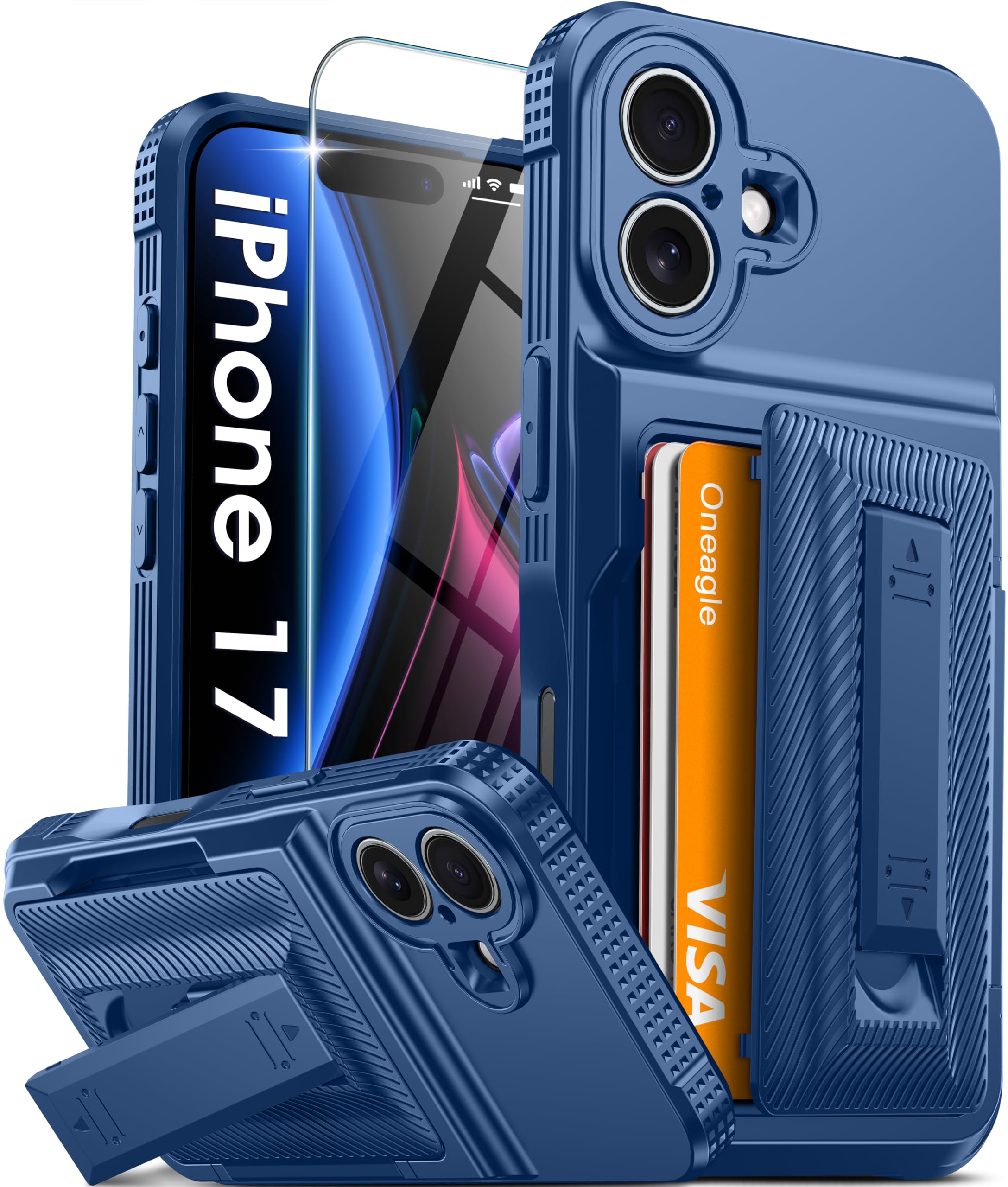Oneagle Wallet for iPhone 16 Pro Max Case with Card Holder (4-5 Cards) [RFID Blocking] [Privacy Screen Protector] Full Camera Protection & Kickstand, 15FT Shockproof Phone Case for iPhone 16 Pro Max