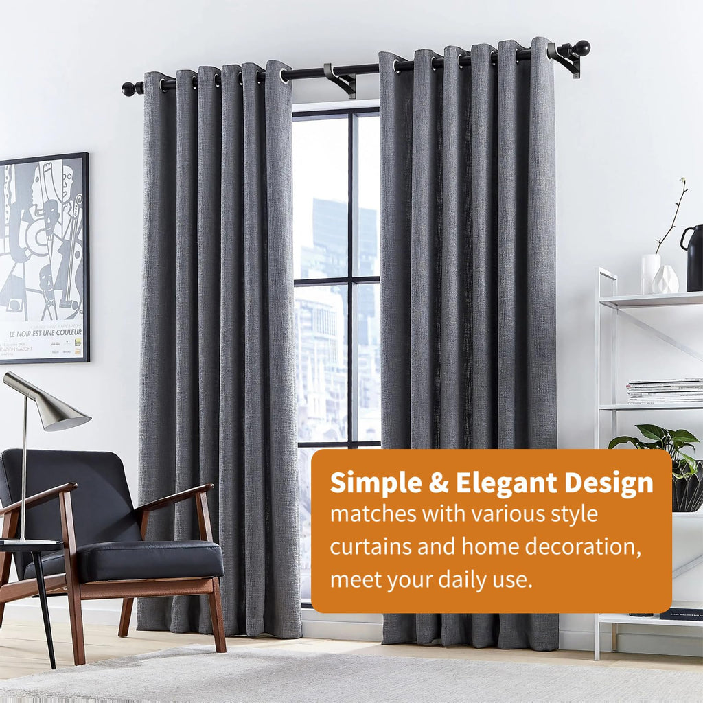 KOLAKO Curtain Rod Brackets, Heavy Duty Black Curtain Rods Holders Hook Hangers for Wall Drapery Rod Bracket Support 1 Inch Rods, 2 Pack