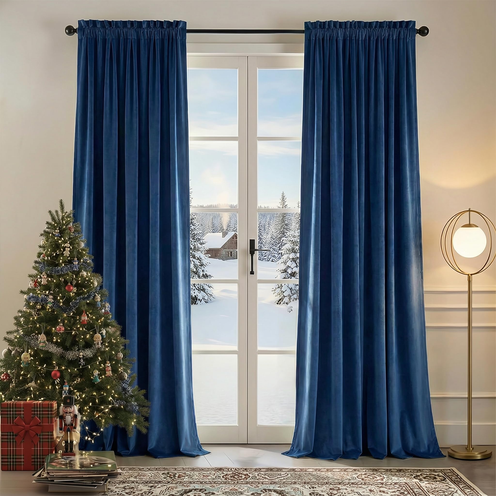 Nemia Dark Green Velvet Curtains Thermal Insulated Blackout Curtain for Bedroom Window Living Room Darkening Luxury Vintage 63 Inches Long Heavy Drapes Panels Rod Pocket Set of 2