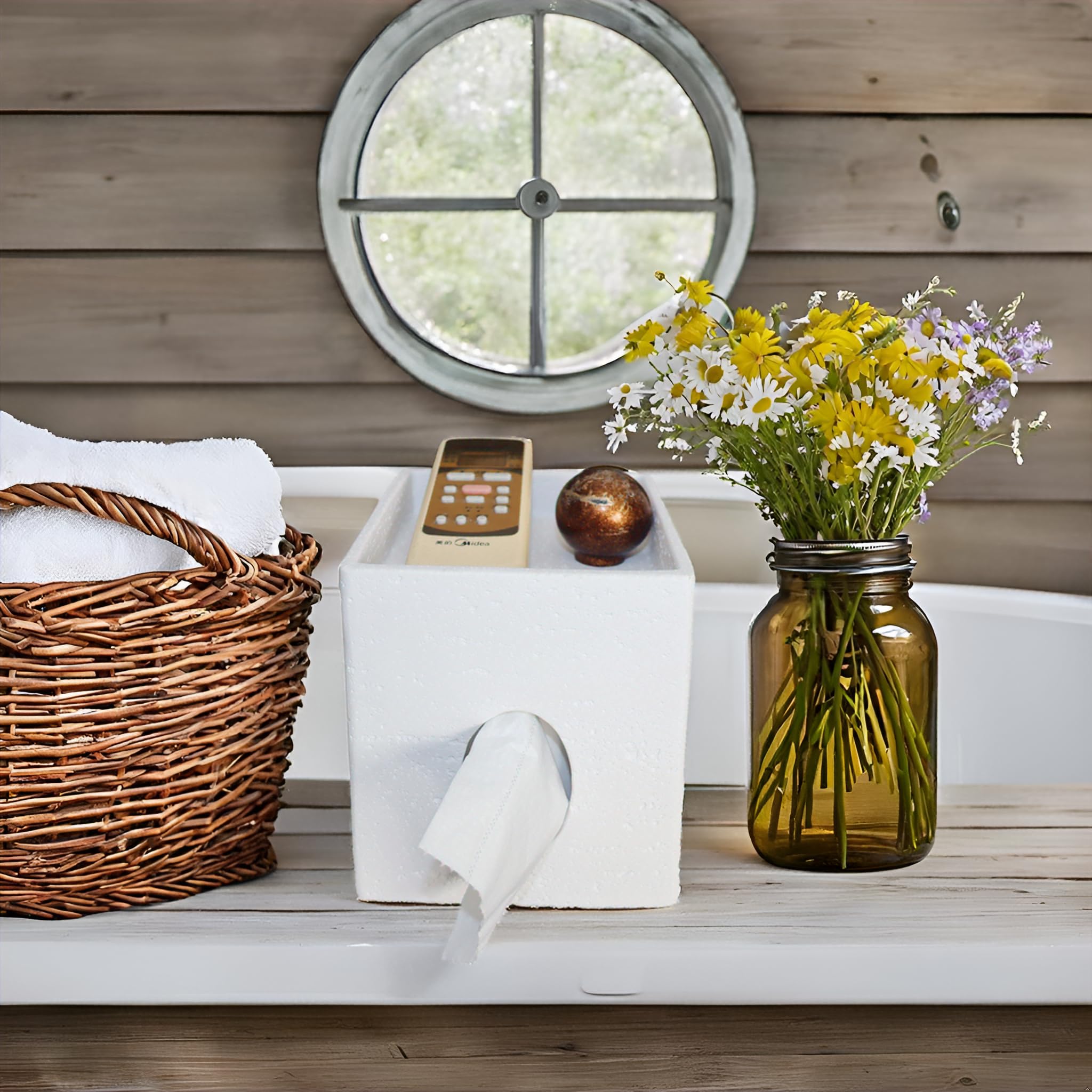 Hymmah Square Tissue Box Cover Holder with Tray,Unique Cube Design Tissue Dispenser Cover Decor for Vanity Counter Tops Also Great for Bedroom and Living Room