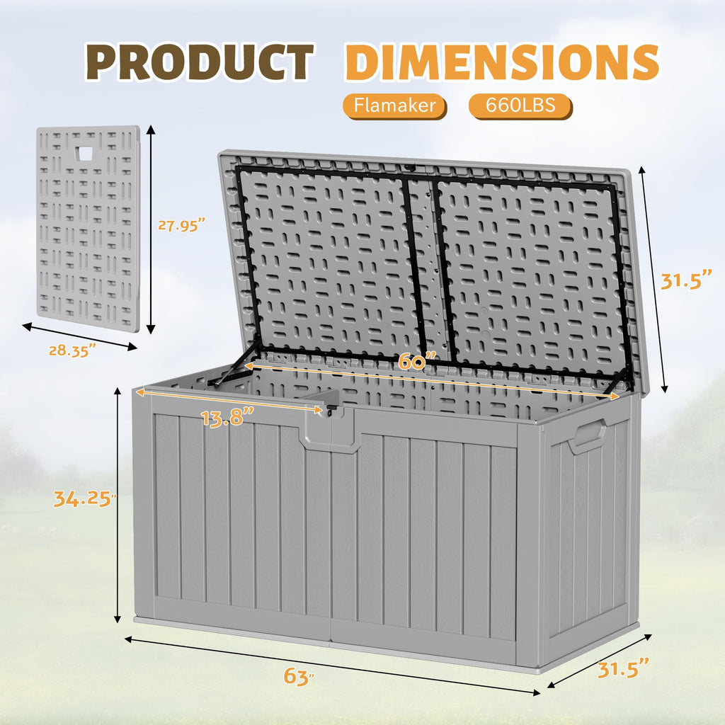 Flamaker Deck Box 30 Gallon, Waterproof Resin Small Storage Box with Lid, Outdoor Patio Furniture Cushion Garden Tool Organizer, Lockable Package Delivery Box for Porch Balcony (Black)