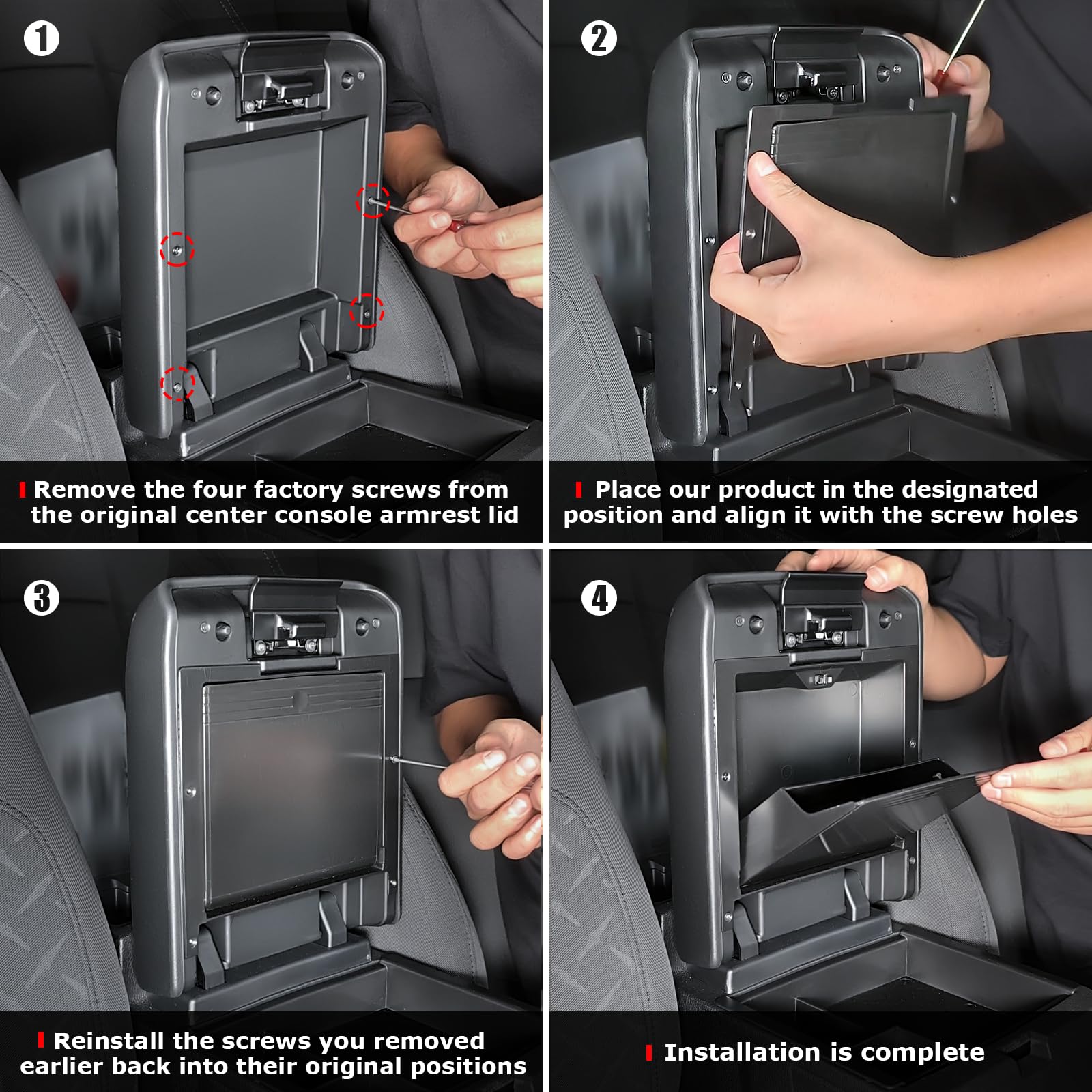 Carlimeki Center Console Organizer (3-piece set) for Tacoma 2016-2023 - for Tacoma Accessories