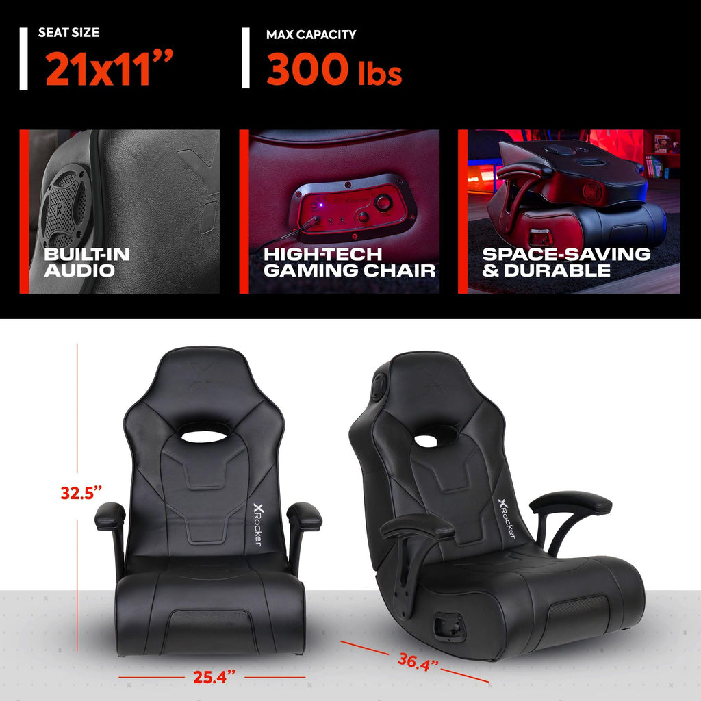X Rocker Video Gaming Floor Rocker Chair, Built-in Audio, College Dorm Essentials for Guys and Girls, Bedroom, Foldable, Gifts for Gamers