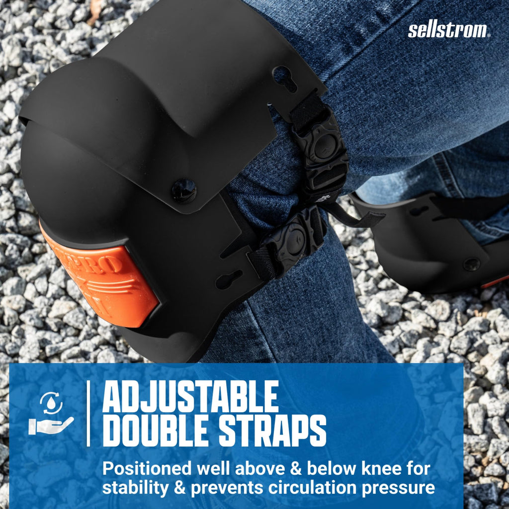 Sellstrom Rodilleras profesionales Ultra Flex III KneePro para hombres y mujeres con amortiguación de espuma de triple capa, carcasa exterior de servicio pesado, clips de velocidad - para trabajos de