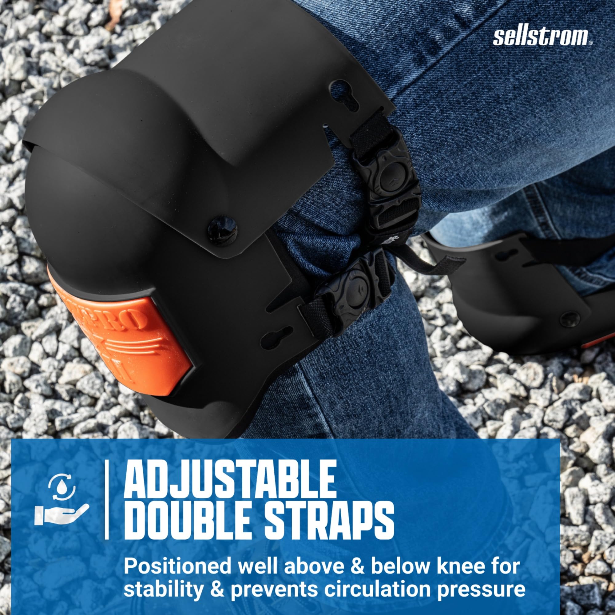 Sellstrom Rodilleras profesionales Ultra Flex III KneePro para hombres y mujeres con amortiguación de espuma de triple capa, carcasa exterior de servicio pesado, clips de velocidad - para trabajos de