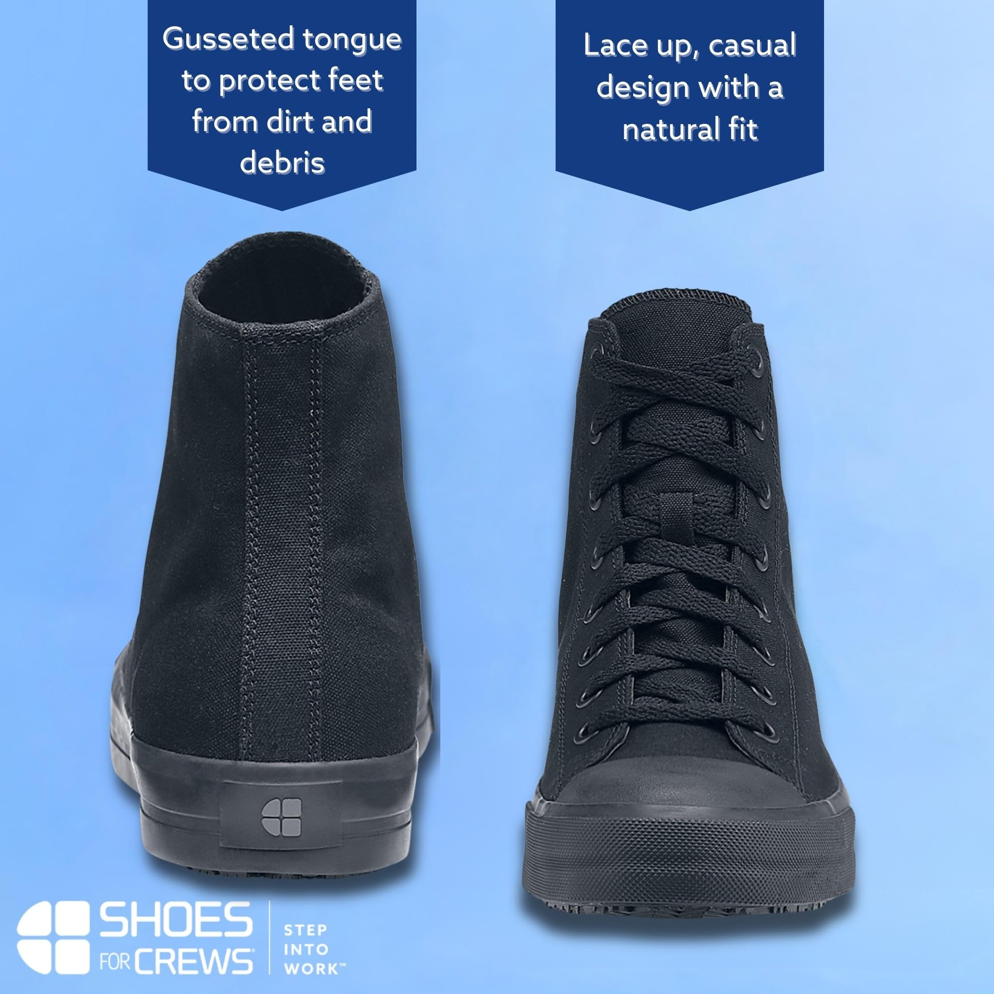 Shoes for Crews Unisex Slip-Resistant High-Top Work Sneakers – Comfortable, Water-Resistant Women's & Men's Shoes for Hospitality, Administrative Roles & More - Pembroke