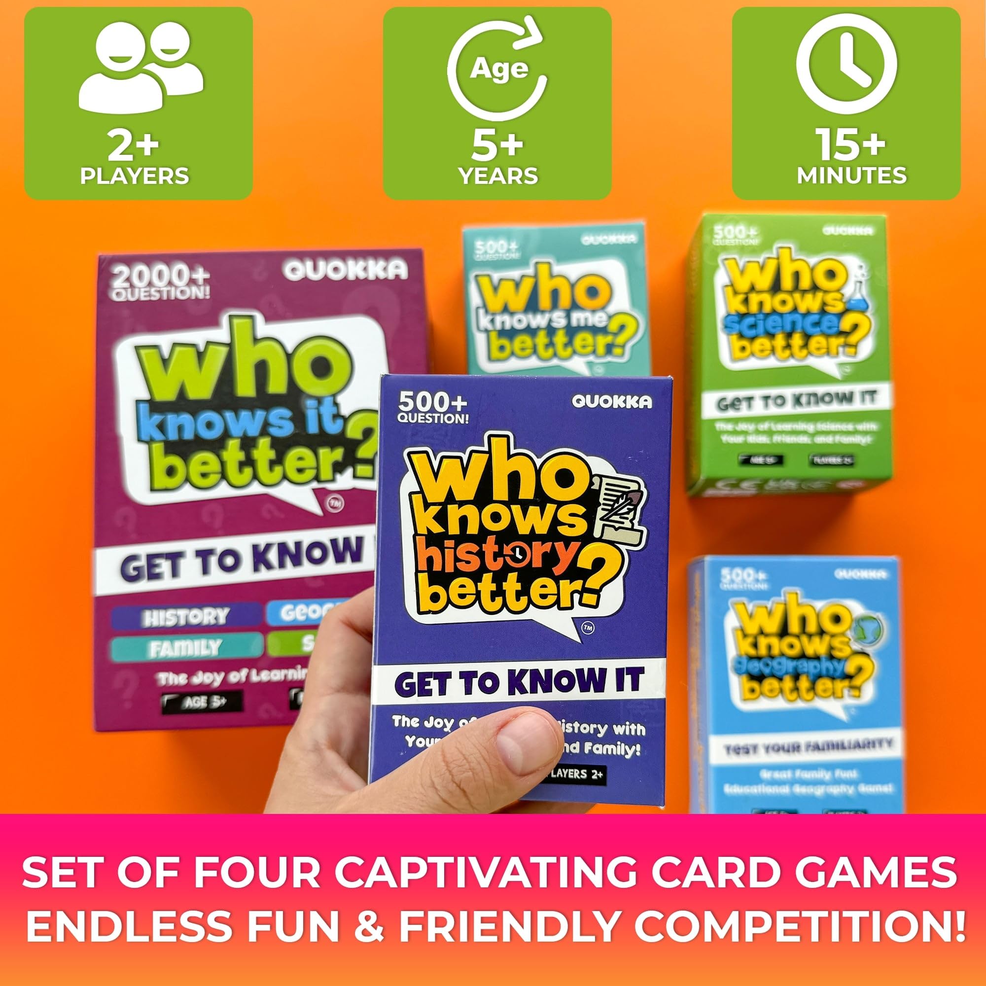 Family Board Games for Kids and Adults - Trivia Card Games for Kids 8-12 and Adults - Who Knows Me Better for Family Game Night - 500+ Facts Questions from Ages 6-8 — Fun Travel Car Activities for 5+