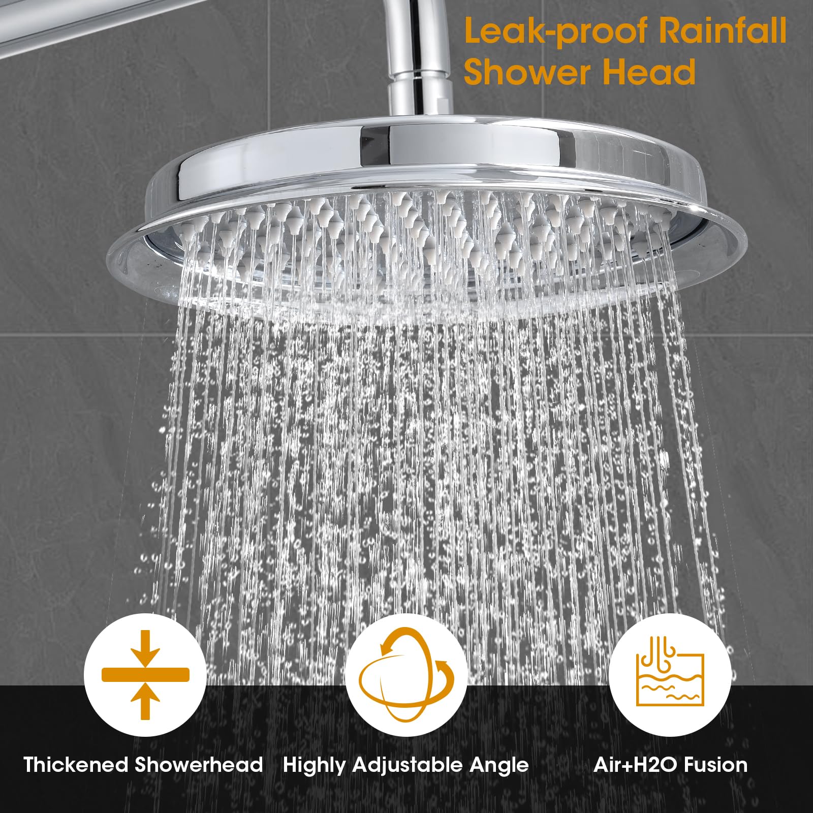 Rainfall Shower Head with Handheld Combo, Brushed Gold Shower System with Balance Pressure Valve, 9 inch Shower Head and Faucet Set, Rain Shower Head with Handheld Spray Wall Mount(B2312-BG)