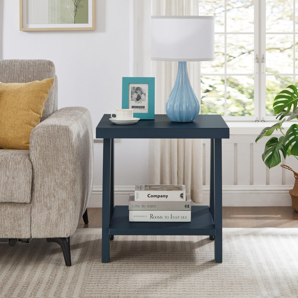 Roundhill Furniture Athens Contemporary Replicated Wood Shelf End Table in Black Finish
