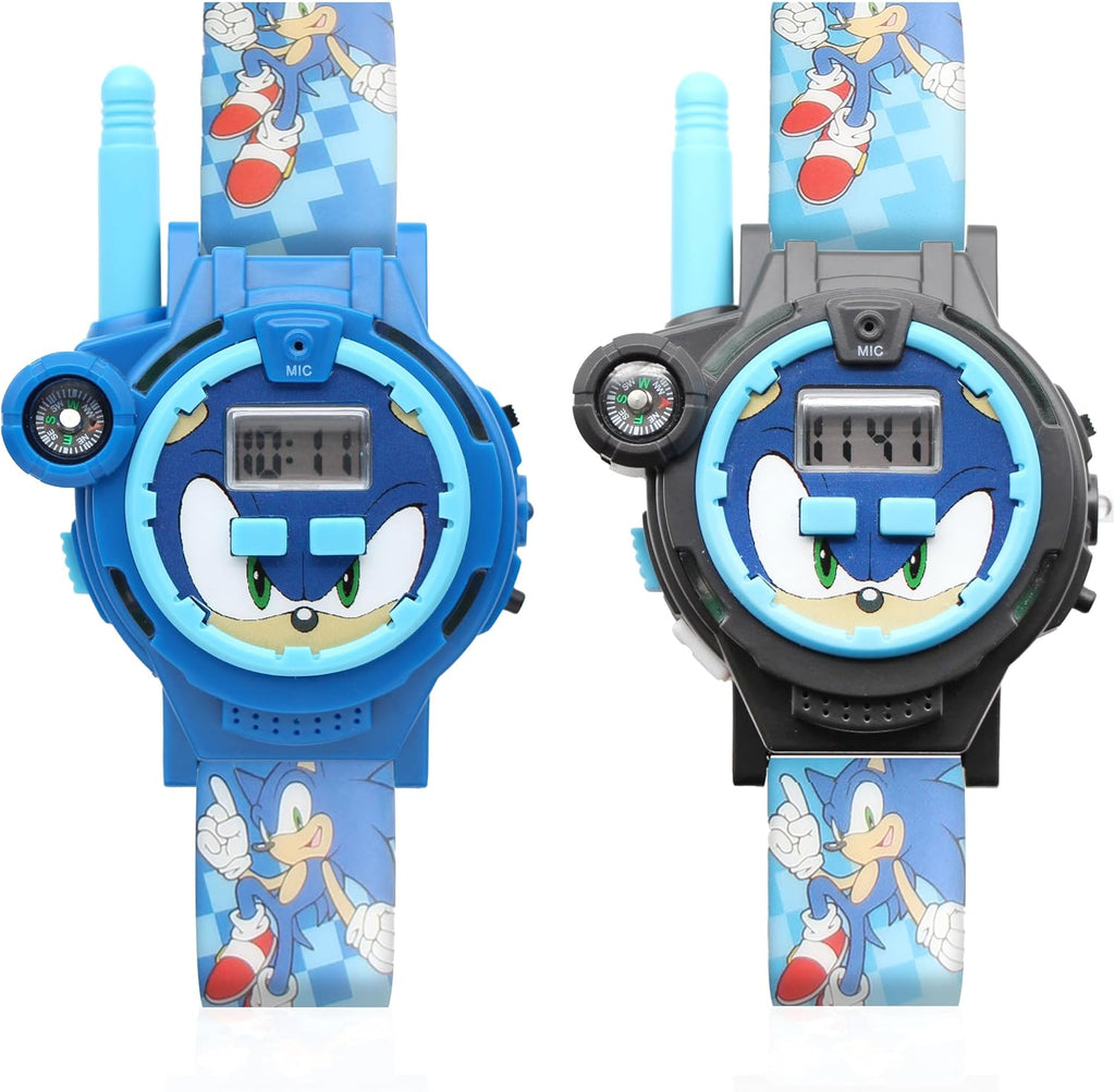 Accutime Sonic The Hedgehog's Walkie Talkie Kid's Watches with Calendar, Compass, Flashlight - 2 Way Radio, 200m Range – Durable Interactive Play Gear!