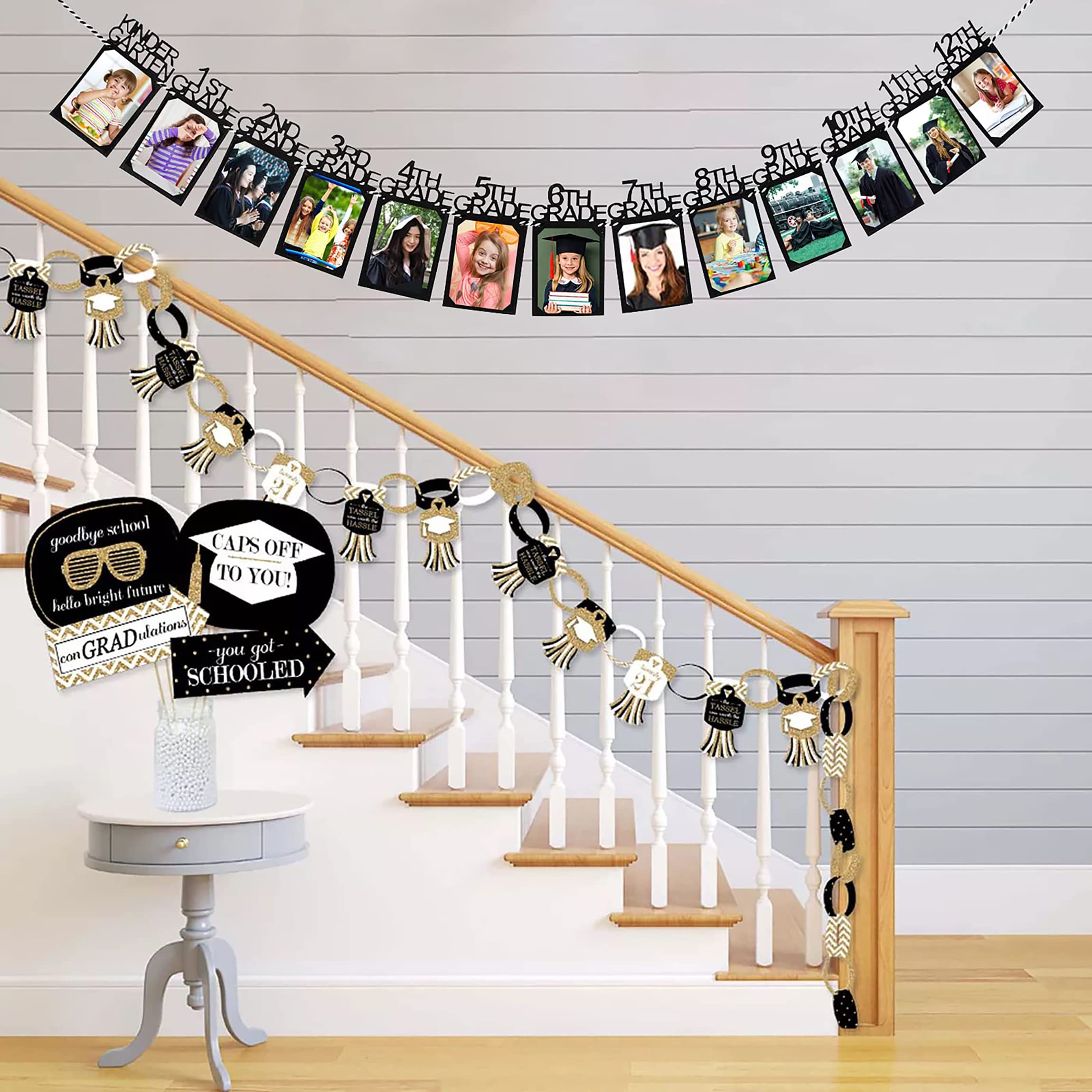 Graduation Photo Banner for Party Decoration, Including Kindergarten to 12th Grade Picture Banner Middle High School College Graduation Party Supplies