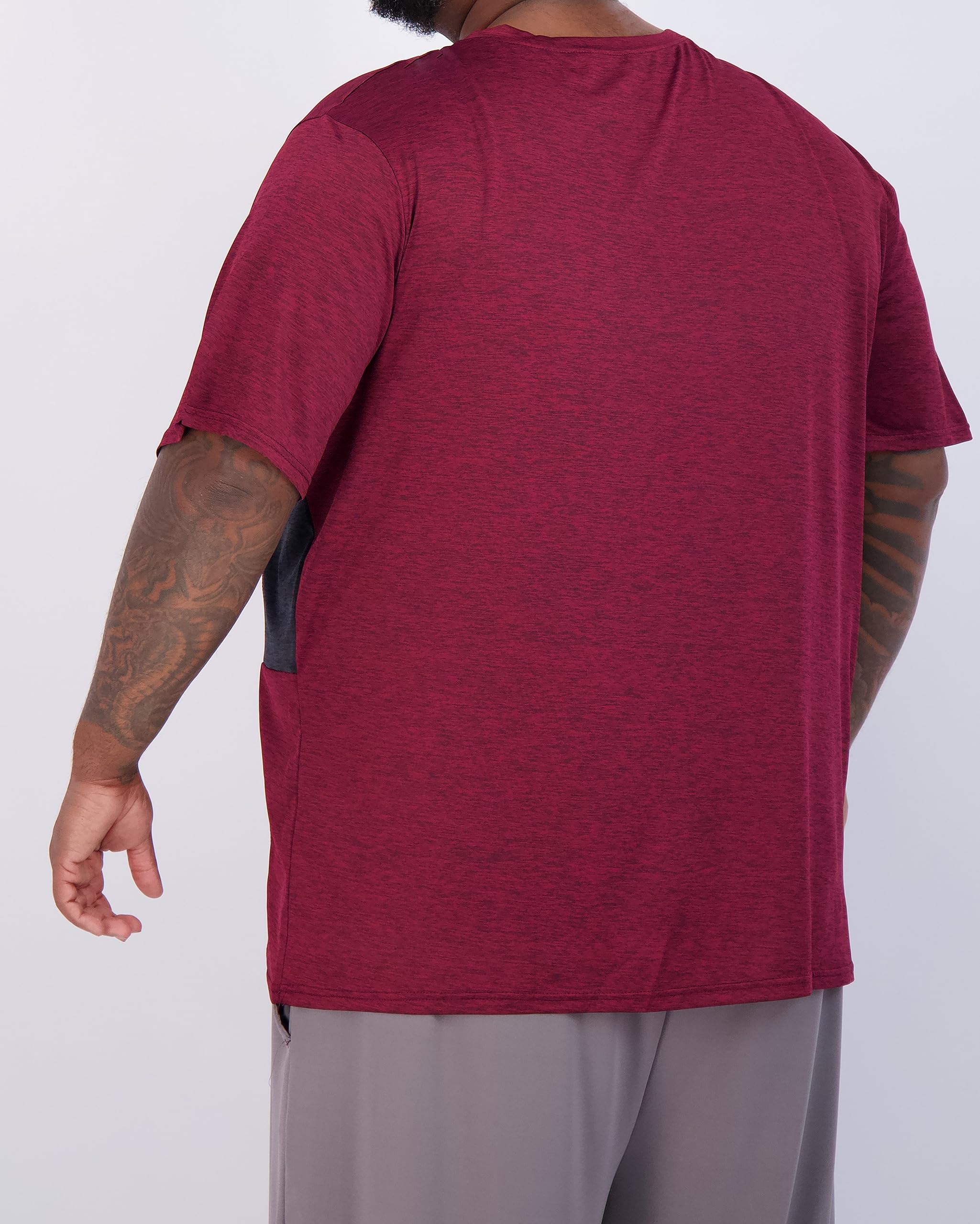 Real Essentials 3 Pack: Men's Big & Tall Short Sleeve V-Neck Athletic T-Shirt Dry-Fit Workout Shirts Moisture Wicking (3X-5X)
