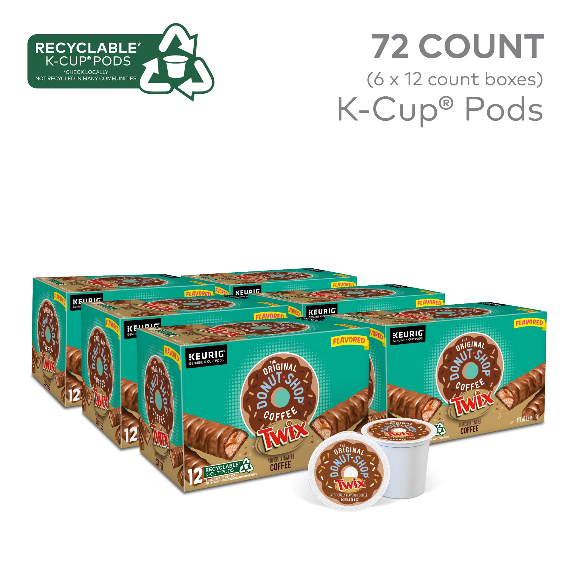 The Original Donut Shop Coffee Chocolate Glazed Donut Keurig Single-Serve K-Cup Pods, Medium Roast Coffee, 60 Count (6 Packs of 10)