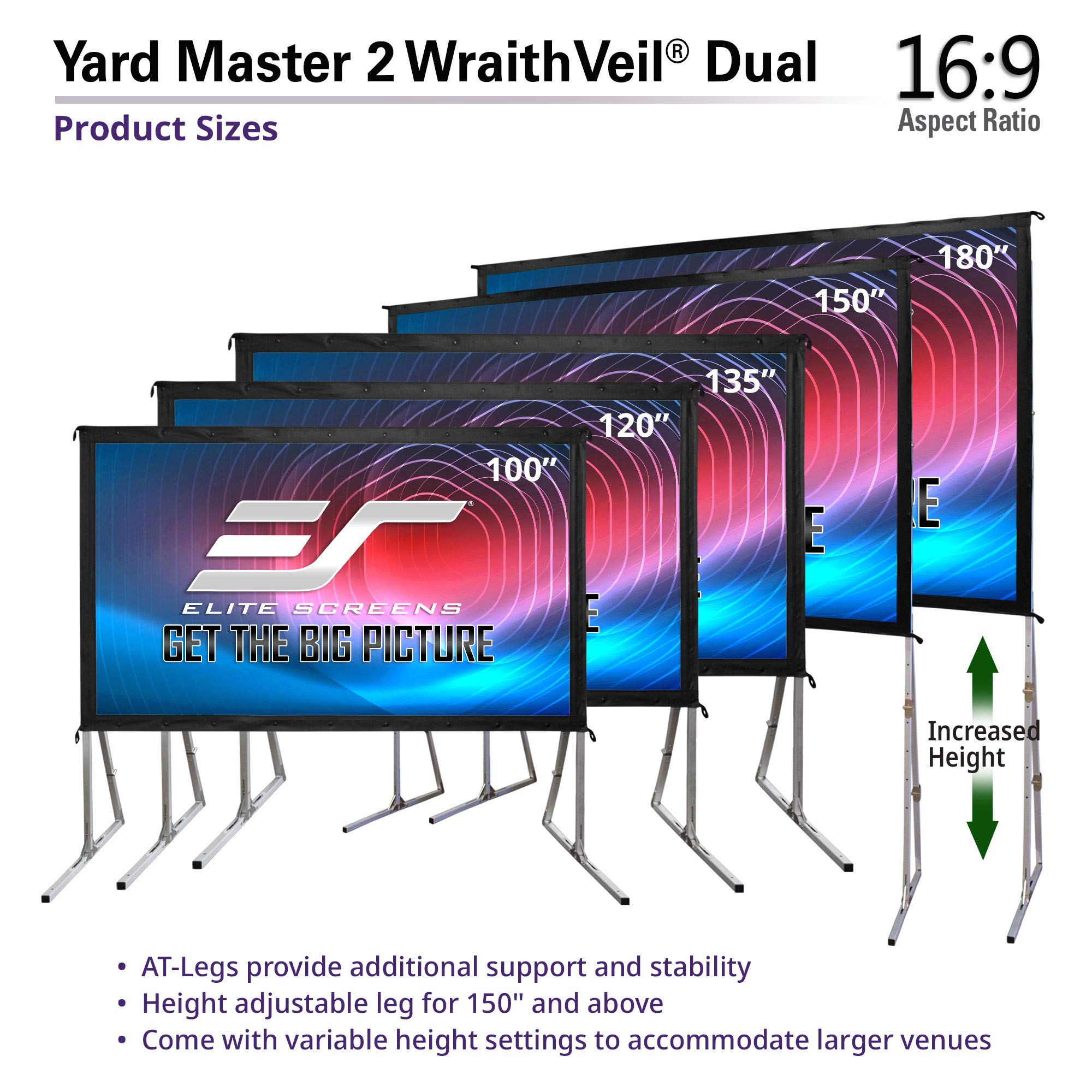 Elite Screens 100-inch Wraith Veil DUAL, 16:9, 0.8 Gain, 150° Viewing Angle, Front & Rear Projection Screen, Yardmaster 2 OMS100H2-Dual