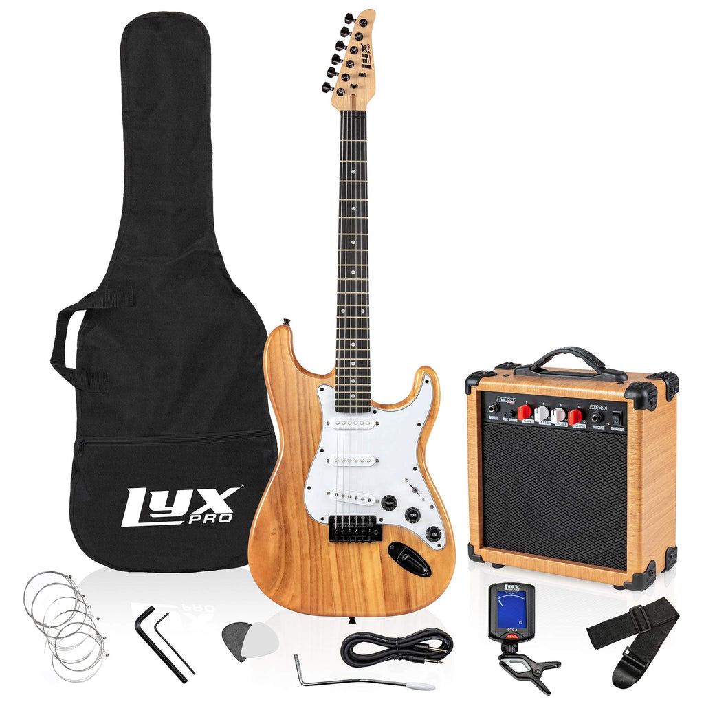 LyxPro Electric Guitar Amp 20 Watt Amplifier Built in Speaker Headphone Jack and Aux Input Includes Gain Bass Treble Volume and Grind - Black