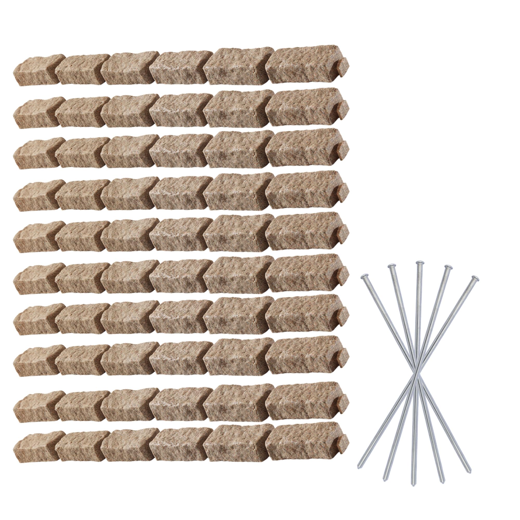 Beuta Landscape Edging | Garden Edging Border | Faux Stone Bricks for Lawn edging, Flower beds, Pathways & Yard Edging– 1 Pack | Each Section Has 6 Bricks 48"L x 4"W x 2.25"H | 3 Spikes |Cobblestone