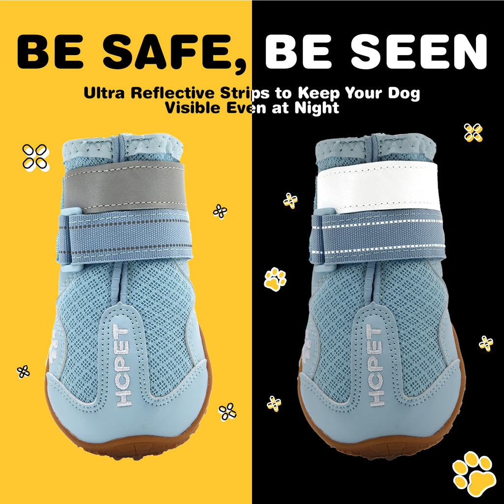 Hcpet Dog Boots, Dog Shoes for Large Dogs, Medium Dog Boots & Paw Protectors, Anti-Slip Dog Booties for Hot Pavement Winter Snow Hiking with Reflective Straps Black Size 1