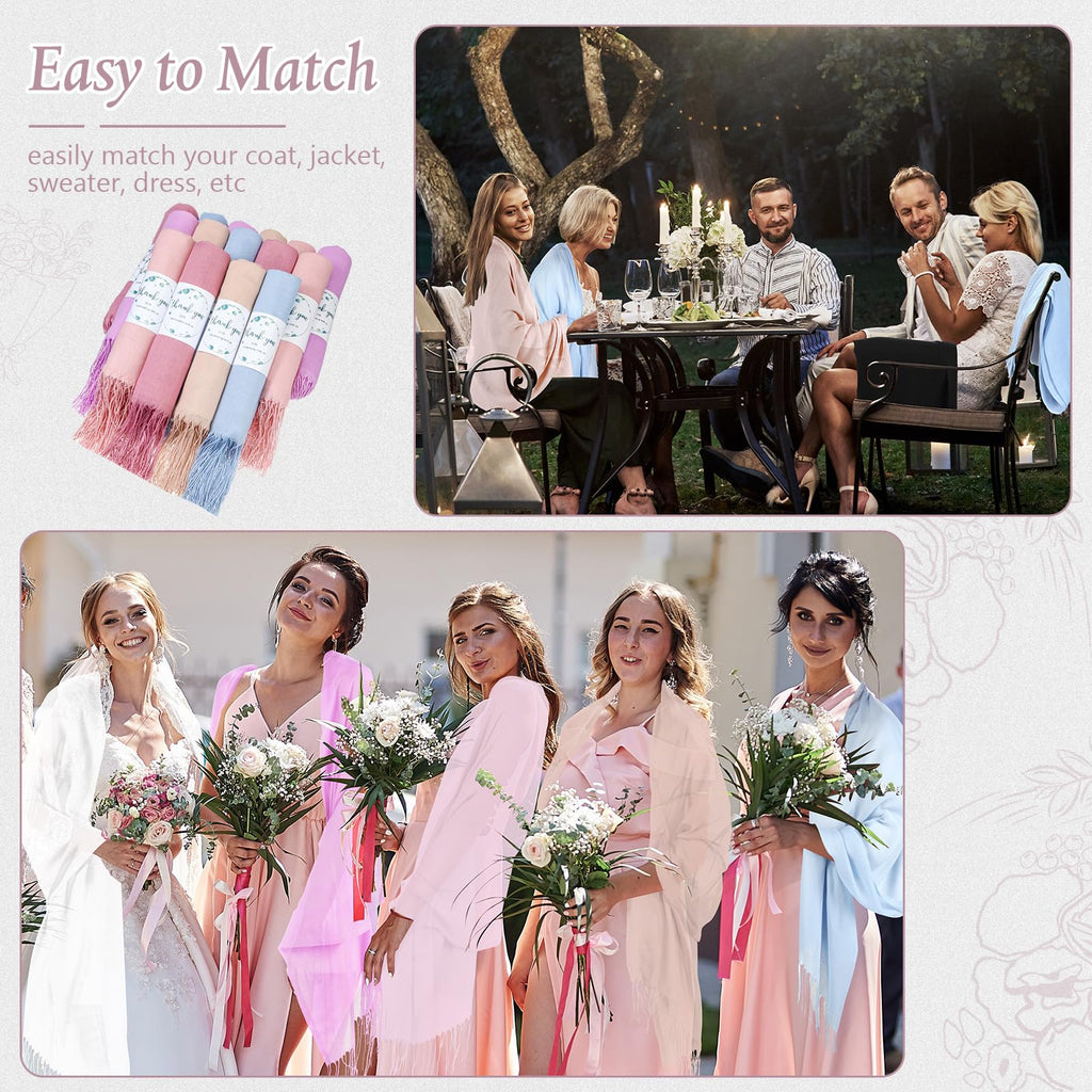 Ramede 50/100 Bulk Wedding Shawl Scarf for Women 79 x 28 Guests Shawl Wraps Gifts for Women Bridal Shawls with Thank Cards