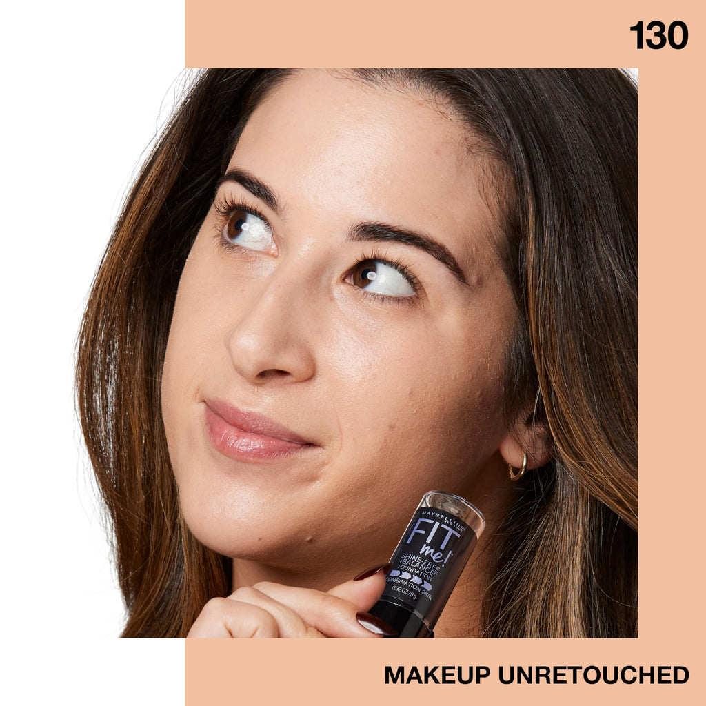 Maybelline Fit Me Shine-Free + Balance Foundation Stick, Multi-Use Face Makeup and Contour Stick For Natural, Matte Coverage, Porcelain, 1 Count