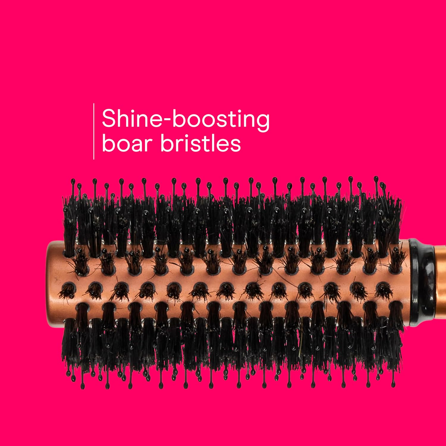 Conair Quick Dry Copper Round Hair Brush for Blow Drying, Blow Out Styler Hairbrush for Voluminous Looks, Nylon & Boar Bristles Help Dry & Style Hair Fast Without Snagging or Pulling, Handle May Vary