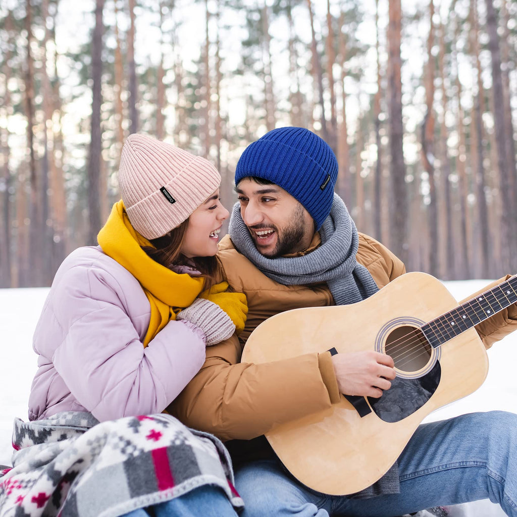 Ocatoma Beanie for Men Women Warm Winter Knit Cuffed Beanie Soft Warm Ski Hats Unisex