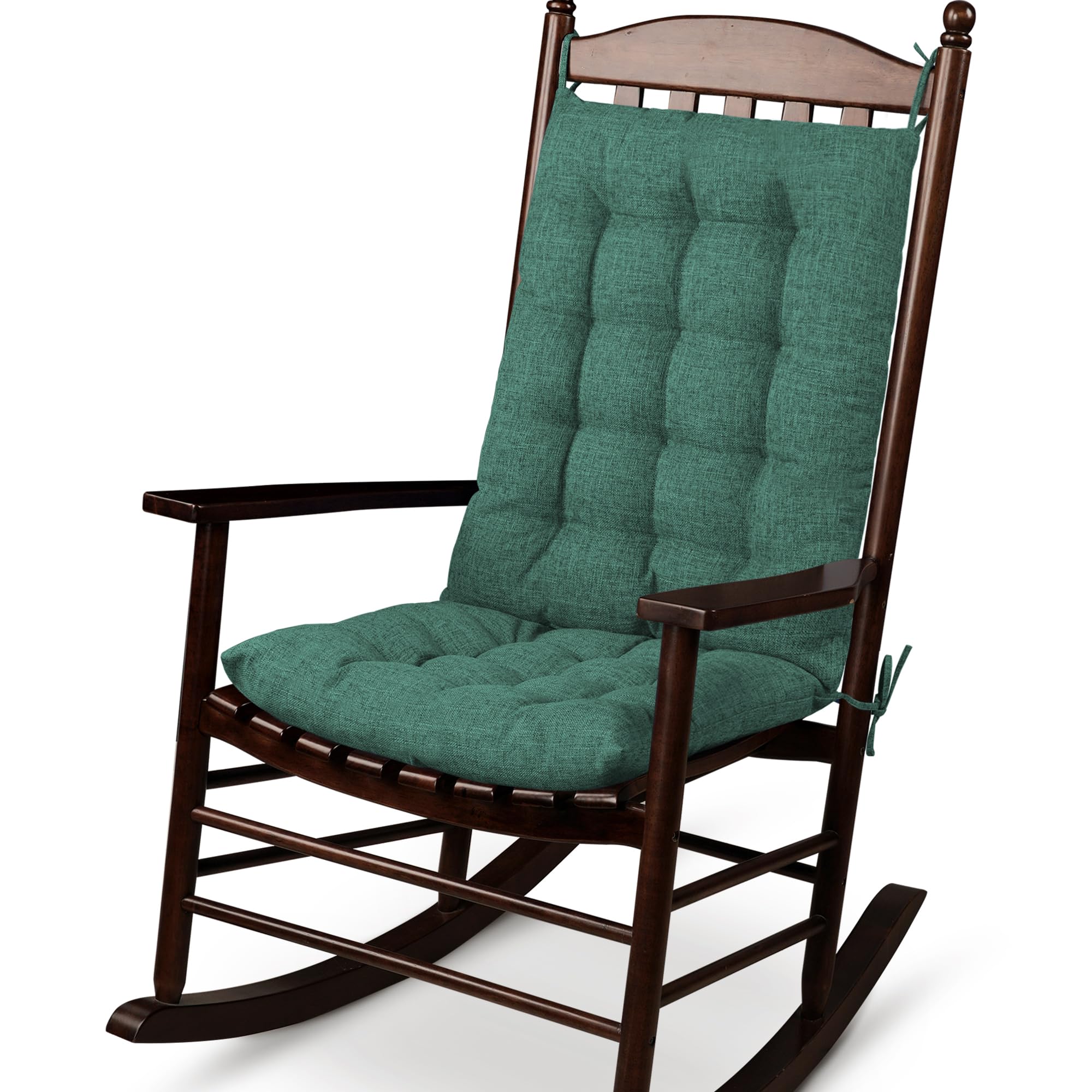 ELFJOY Rocking Chair Cushion Large Rocking Chair Pads with Ties Premium Tufted High Back and Seat Cushion 2 Piece Set Black