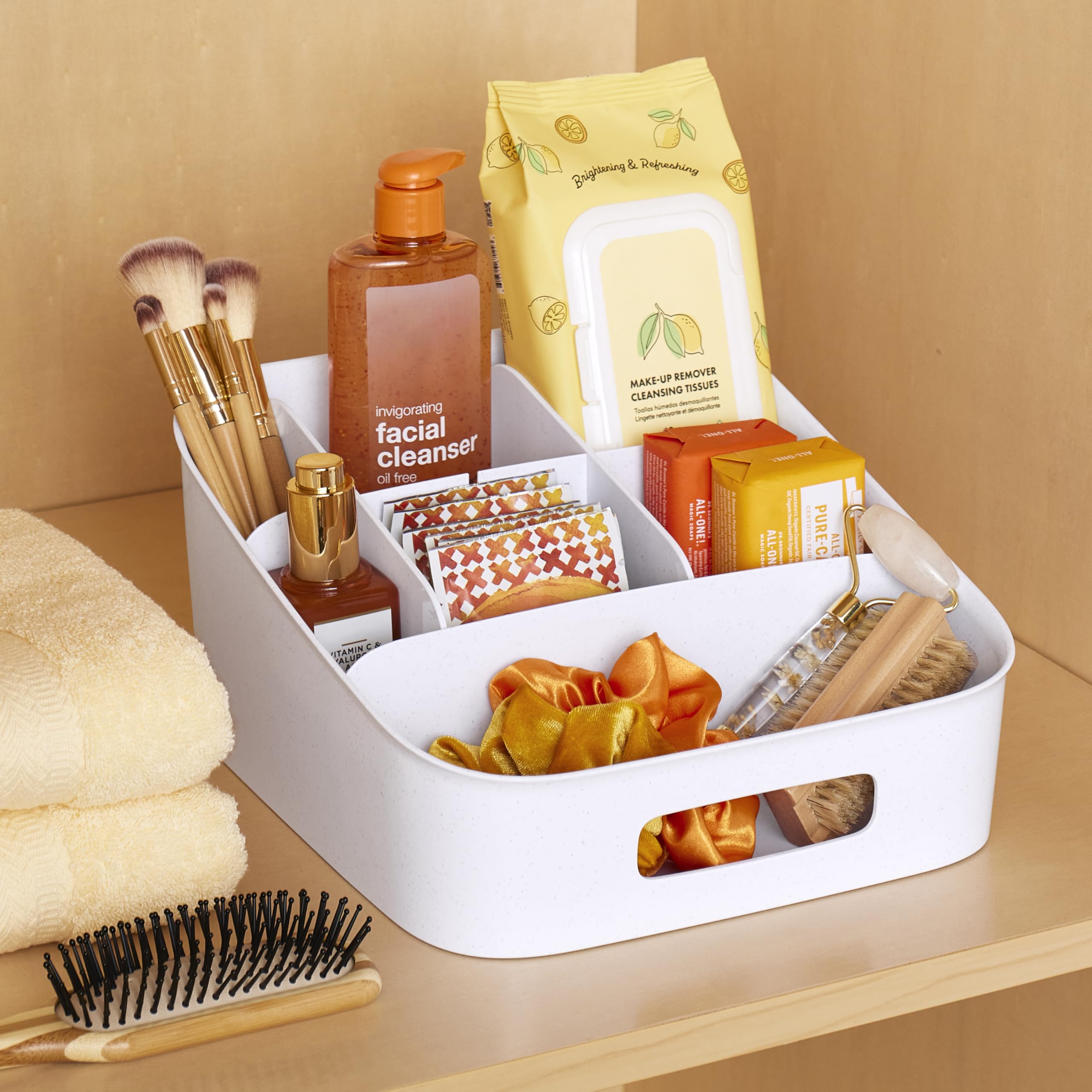 YouCopia ShelfBin Packet Organizer, 4-Tier Stairstep Raised Divided Bin, BPA-Free Storage Caddy for Kitchen Pantry and Cabinet Organization, Tea Bags, Medicine, and More