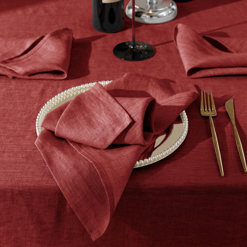Talasily Linen Tablecloth 100% Pure Linen Table Cloth 60x84 Inches Rectangle Tablecloths Washable Cloths for Kitchen, Dining, Buffet Parties, Holidays, Picnic, Weddings and Restaurants-Caramel