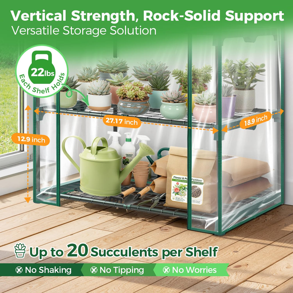 Mini Greenhouse with Screen Roof, Ohuhu Upgraded Portable 4 Tier Small Greenhouses for Outdoors Indoor with Reelable Door, Heavy Duty Plastic Green House for Outside Garden Patio Yard Porch Balcony