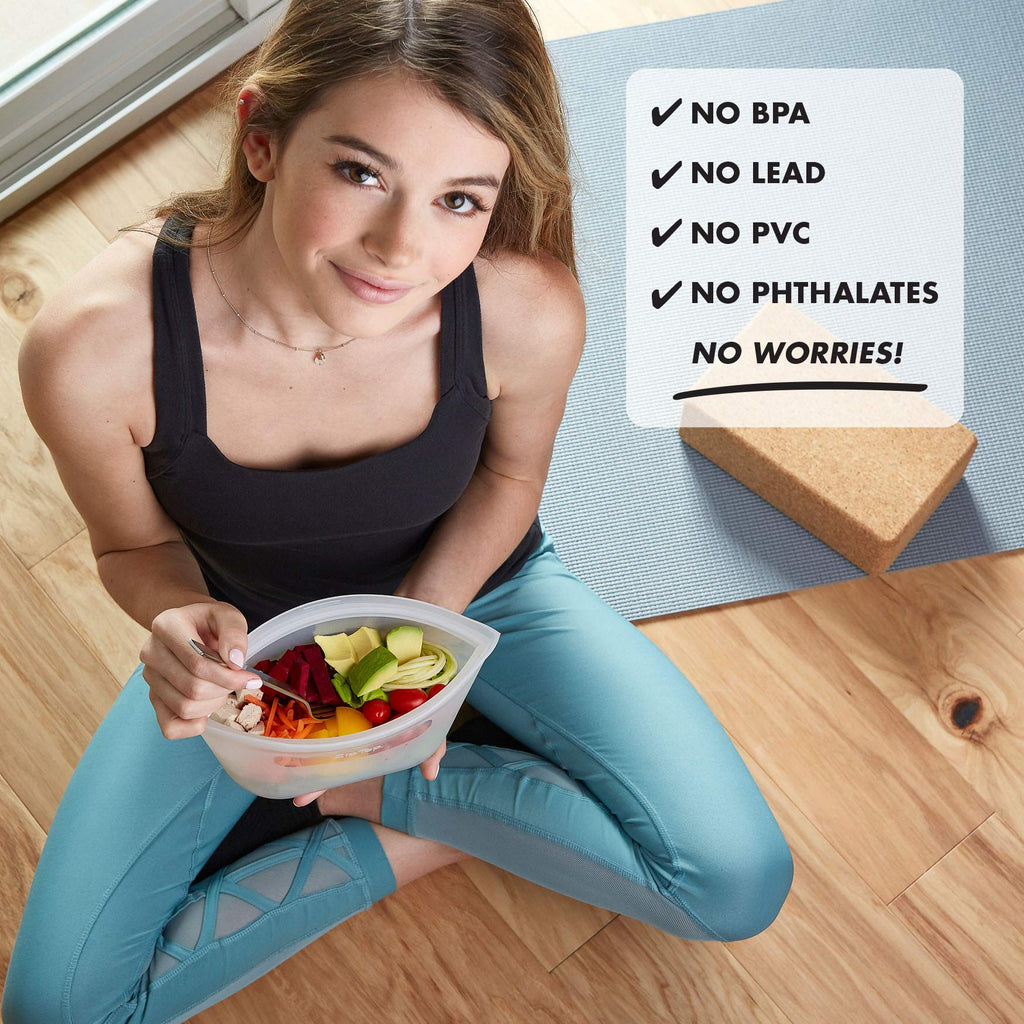 Zip Top Reusable Food Storage Bags | Small Cup [Frost] | Silicone Meal Prep Container | Microwave, Dishwasher and Freezer Safe | Made in the USA