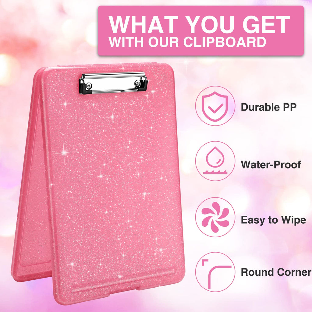 Sooez Clipboard with Storage, Plastic Storage Clipboards with Low Profile Clip, Nursing Clip Boards Foldable, Hanging Clipboard Case for Work, Teacher, Classroom Must Haves, Office School Supplies